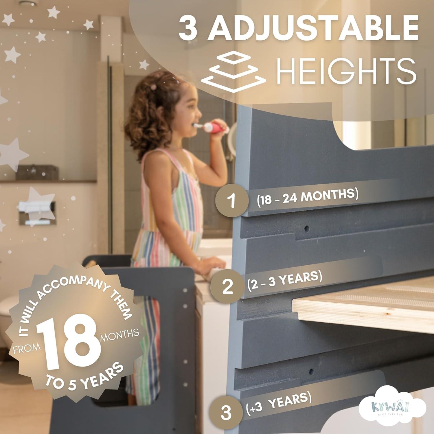 Taburete de Cocina para Niños KYWAI Ajustable Antivuelco