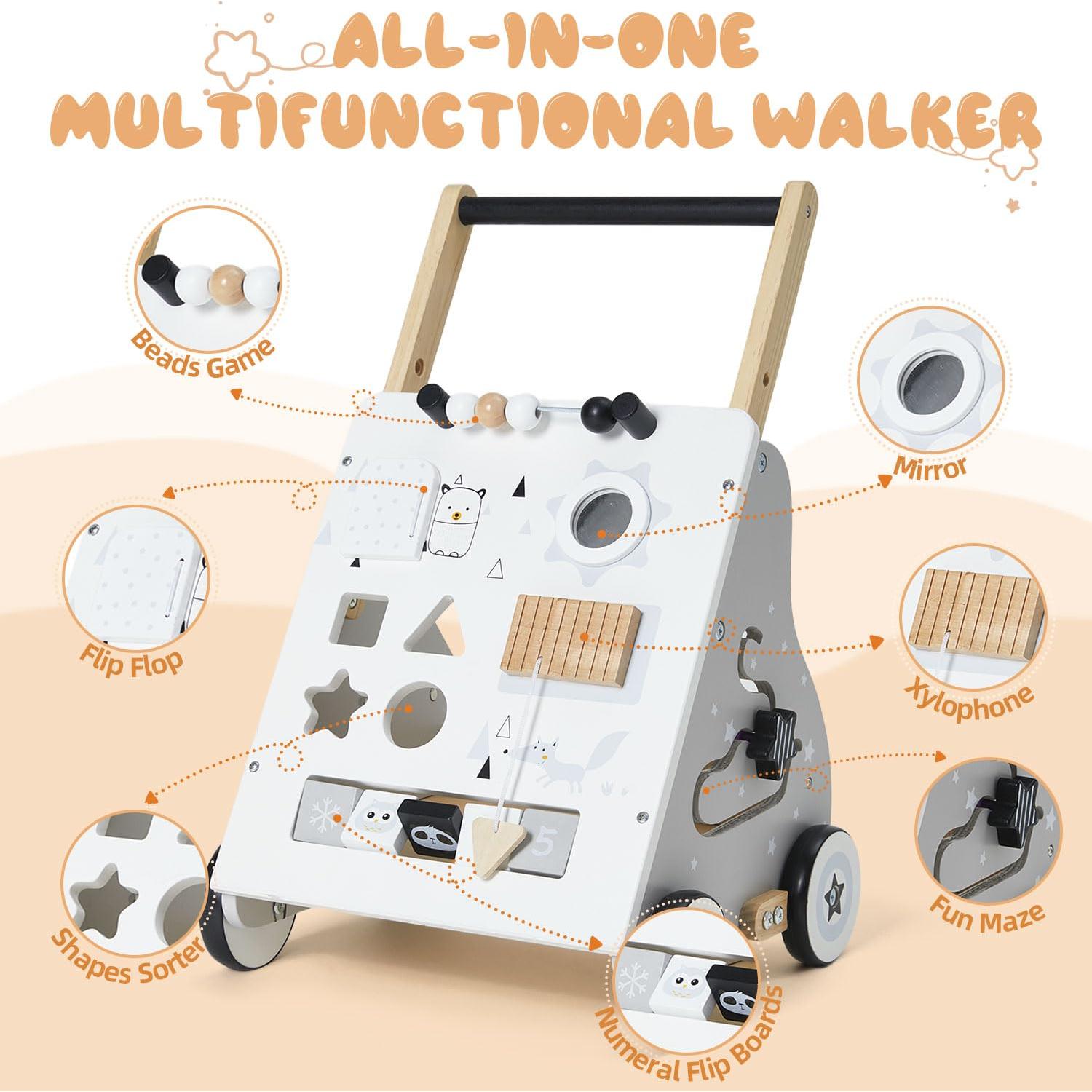 Andador de Madera para Bebés con Ruedas - Juguete Montessori