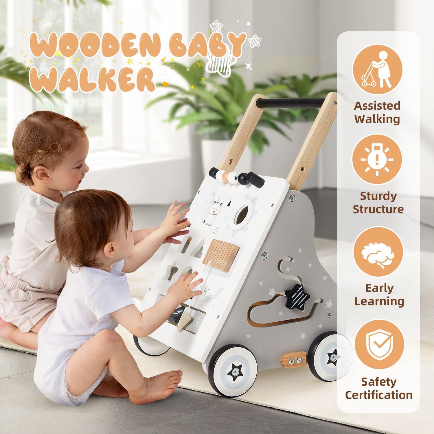 Andador de Madera para Bebés con Ruedas - Juguete Montessori