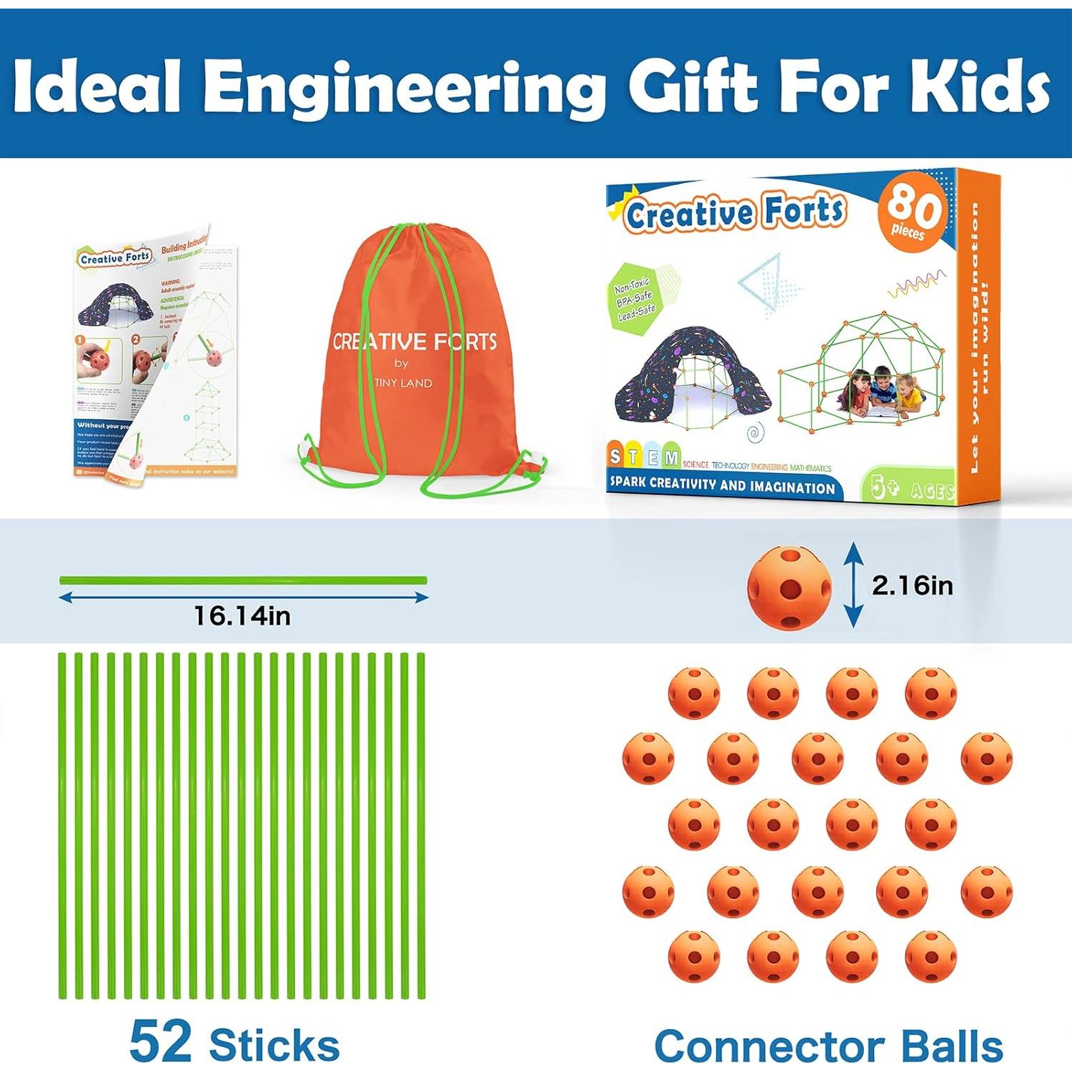 Kit de Construcción de Fortalezas Tiny Land - 80 Piezas - Juguete STEM