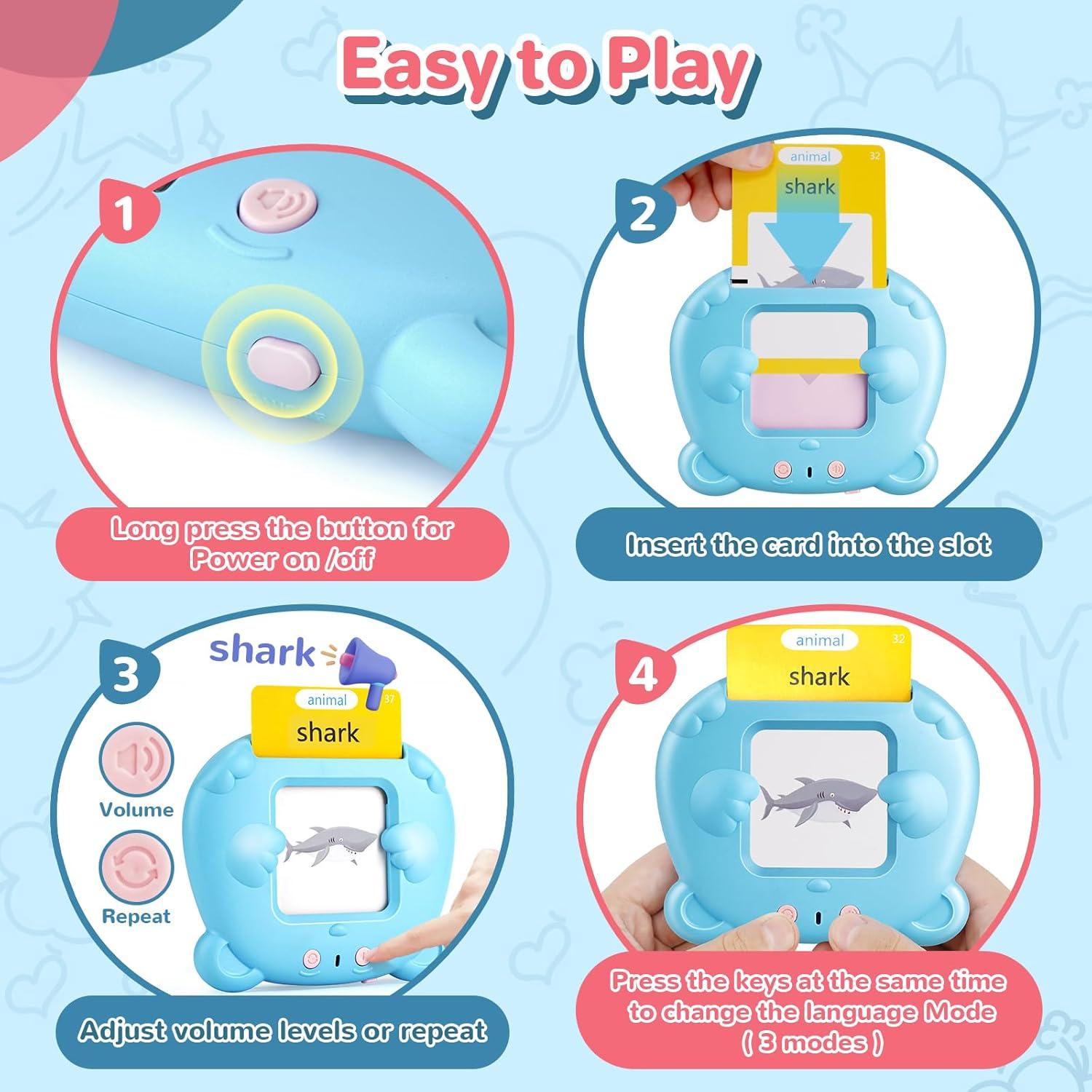 Tarjetas Flash Hablantes AHJ para Niños 1-6 Años - 224 Palabras