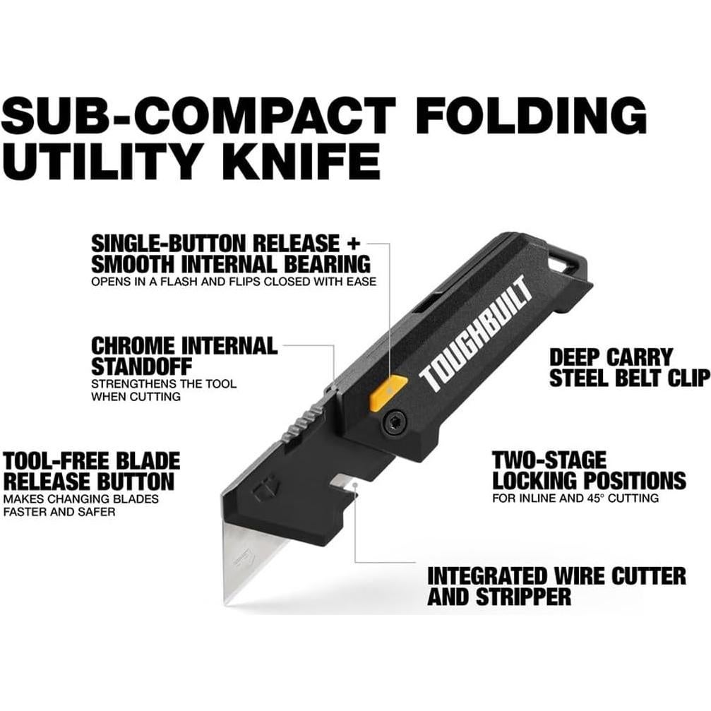 Cuchillo Utilitario Plegable ToughBuilt Acero Inoxidable 15.24 cm