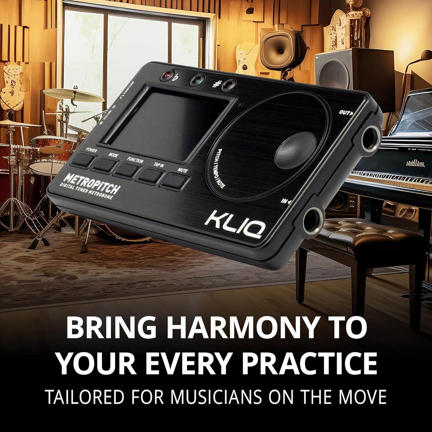KLIQ MetroPitch Afinador y Metrónomo Digital 3-en-1 Negro