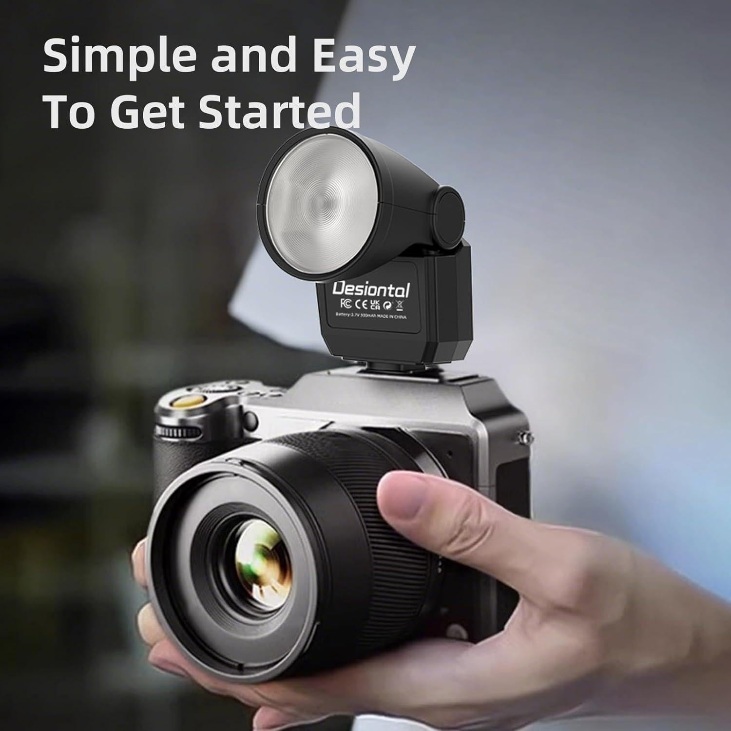 Mini Flash Speedlite Desiontal GN8 6200K para Cámara - Negro