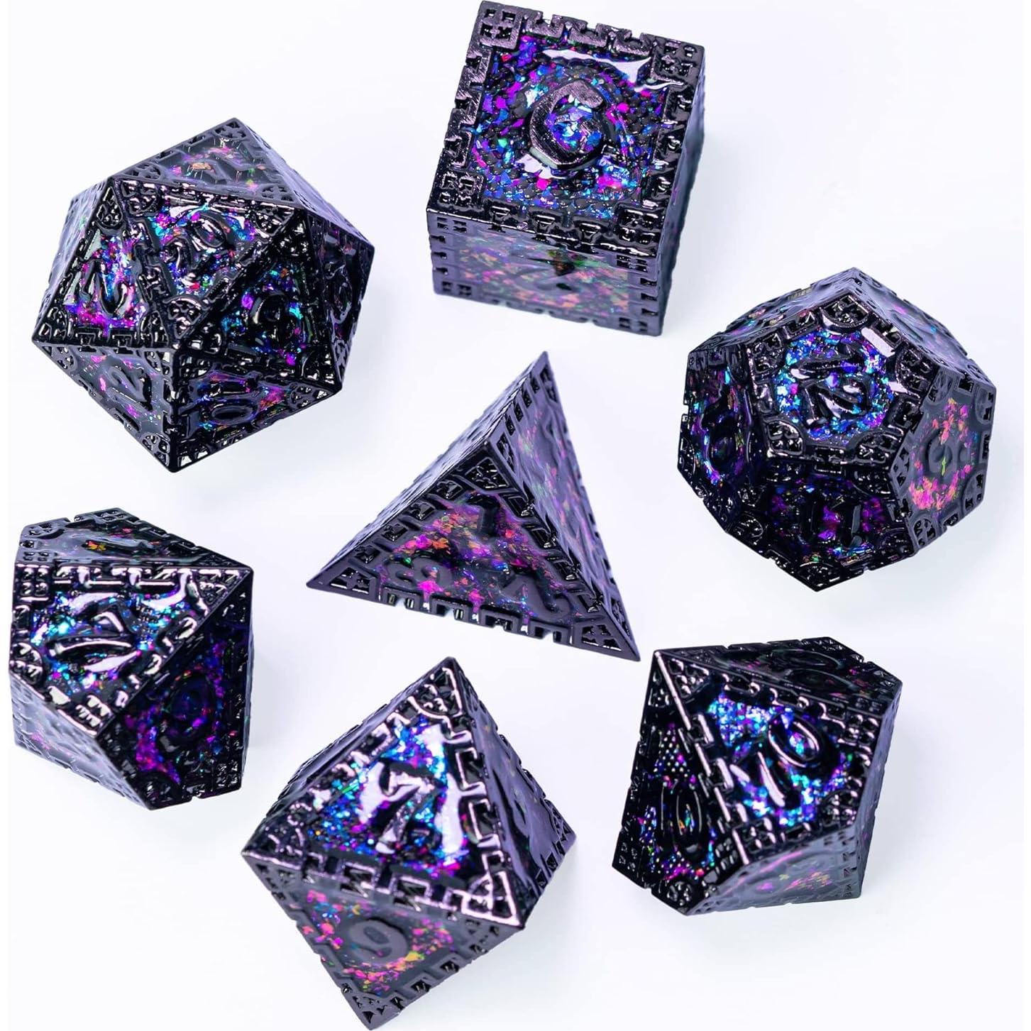 Juego de Dados Metálicos DND UDIXI 7PCS Lentejuelas Moradas
