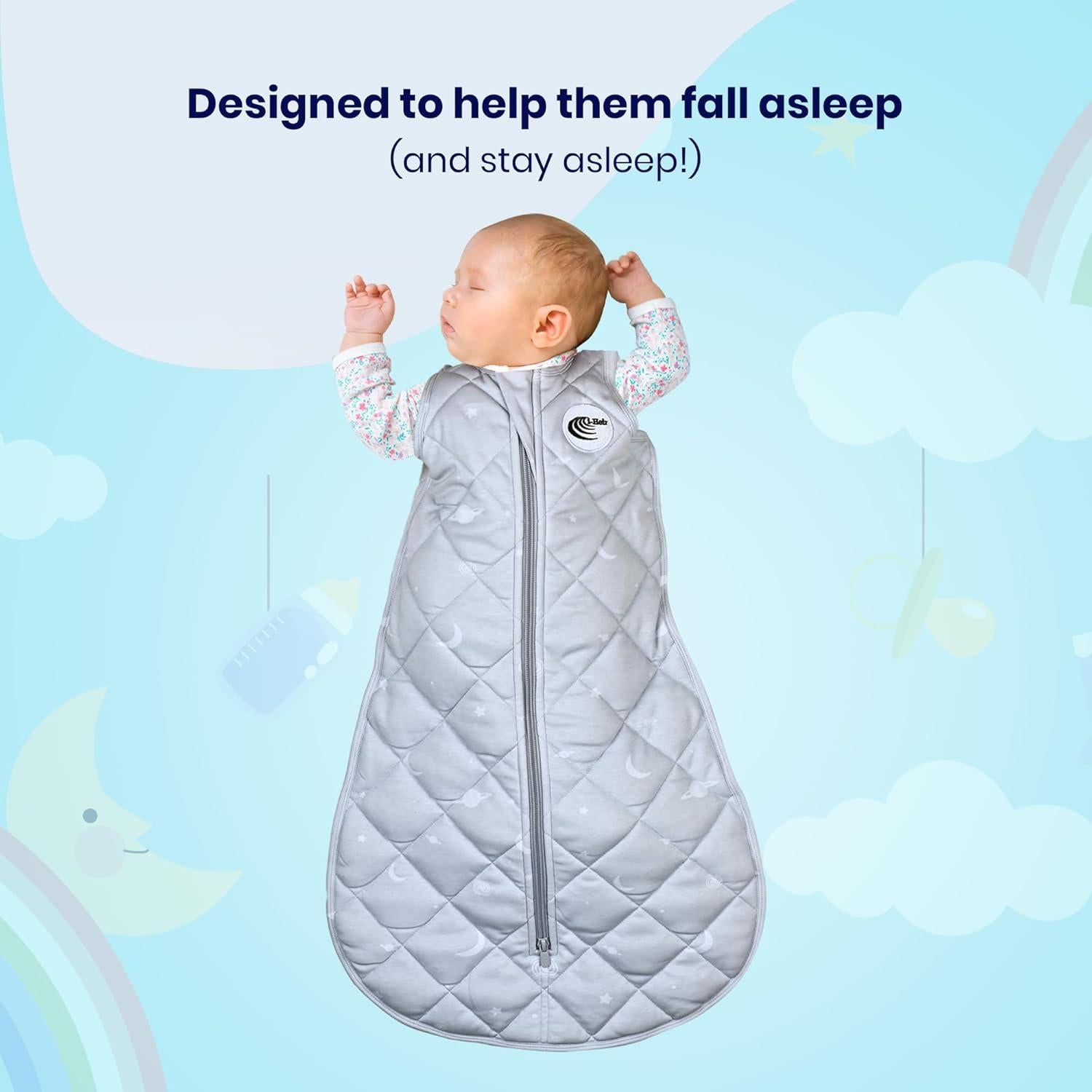 Saco de Sueño para Bebés 0-6 Meses - 100% Algodón Gris