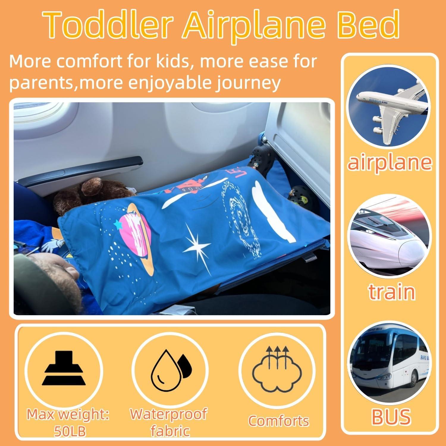 Cama de avión portátil para niños - Extensor de asiento azul