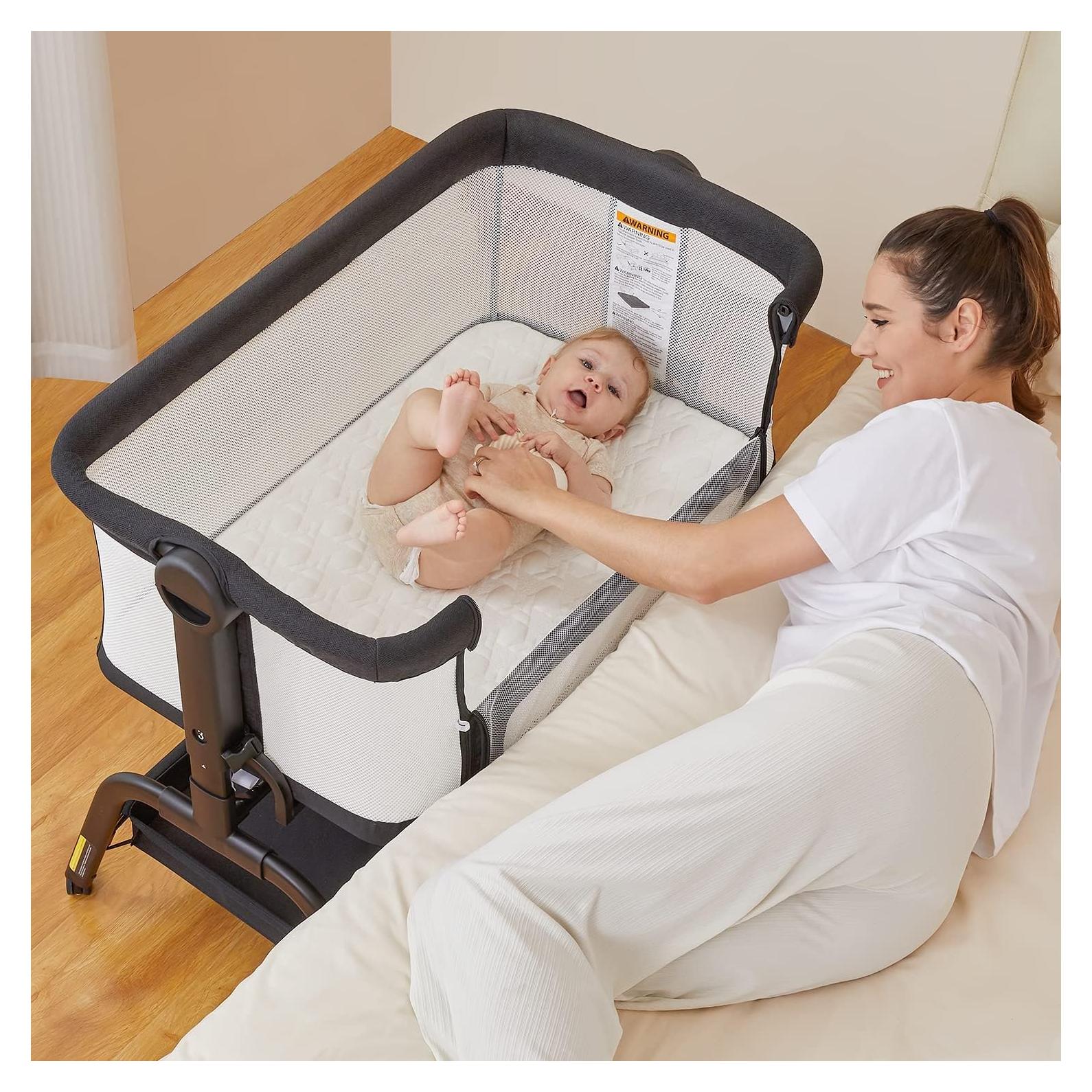 Cuna 3 en 1 BabyBond con Colchón y Sábana Lavables, Negra