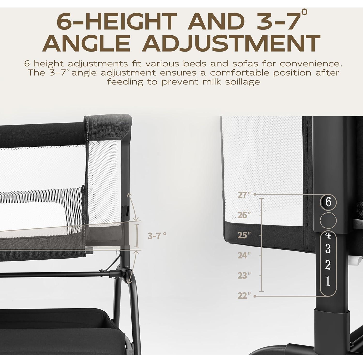 Cuna 3 en 1 BabyBond con Colchón y Sábana Lavables, Negra