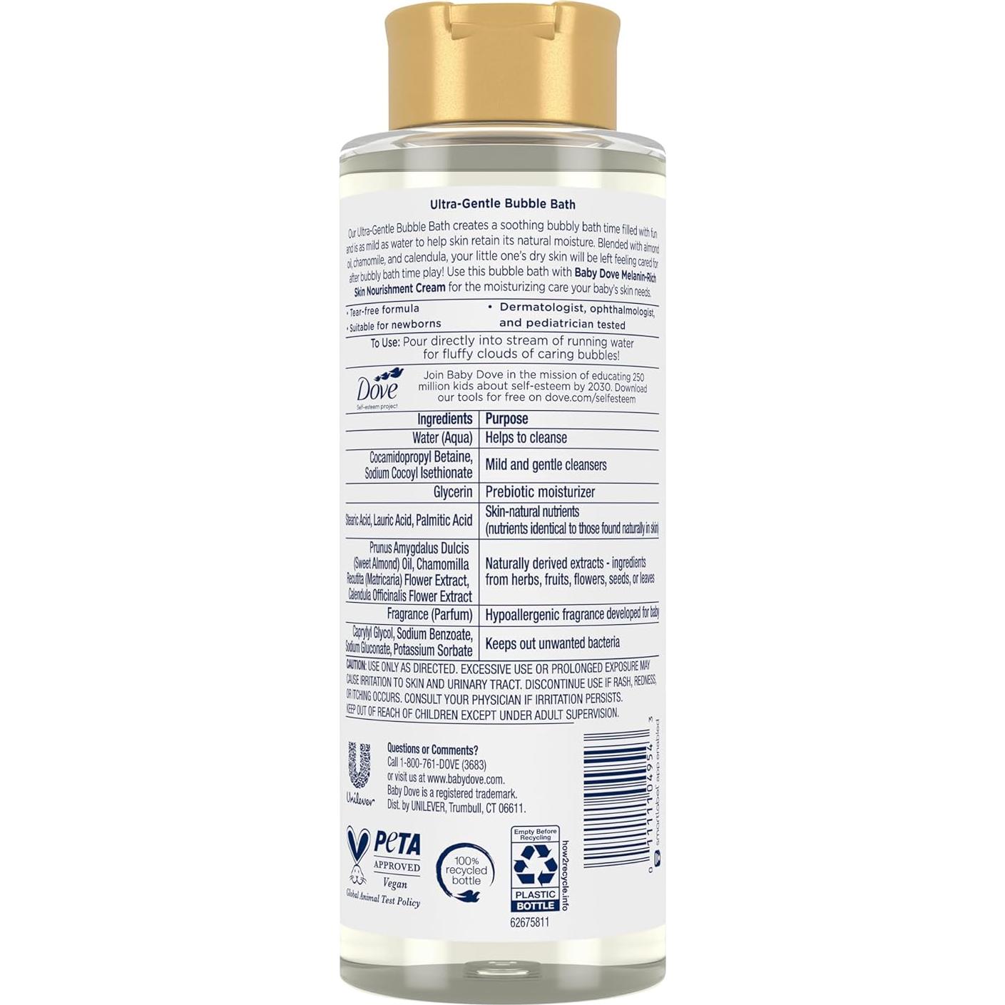 Baño de Burbujas Baby Dove 473 ml Nutrición Piel Melanina