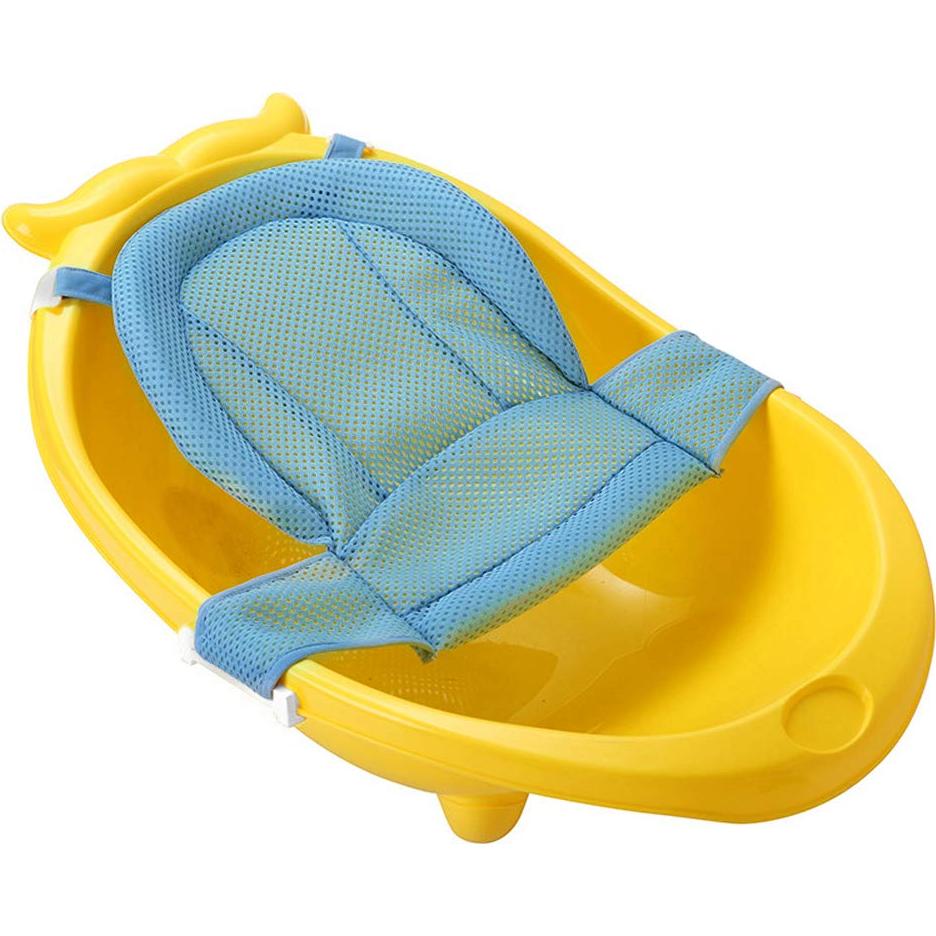 Cojín de Baño para Bebés Ajustable Algodón Azul 63x48 cm