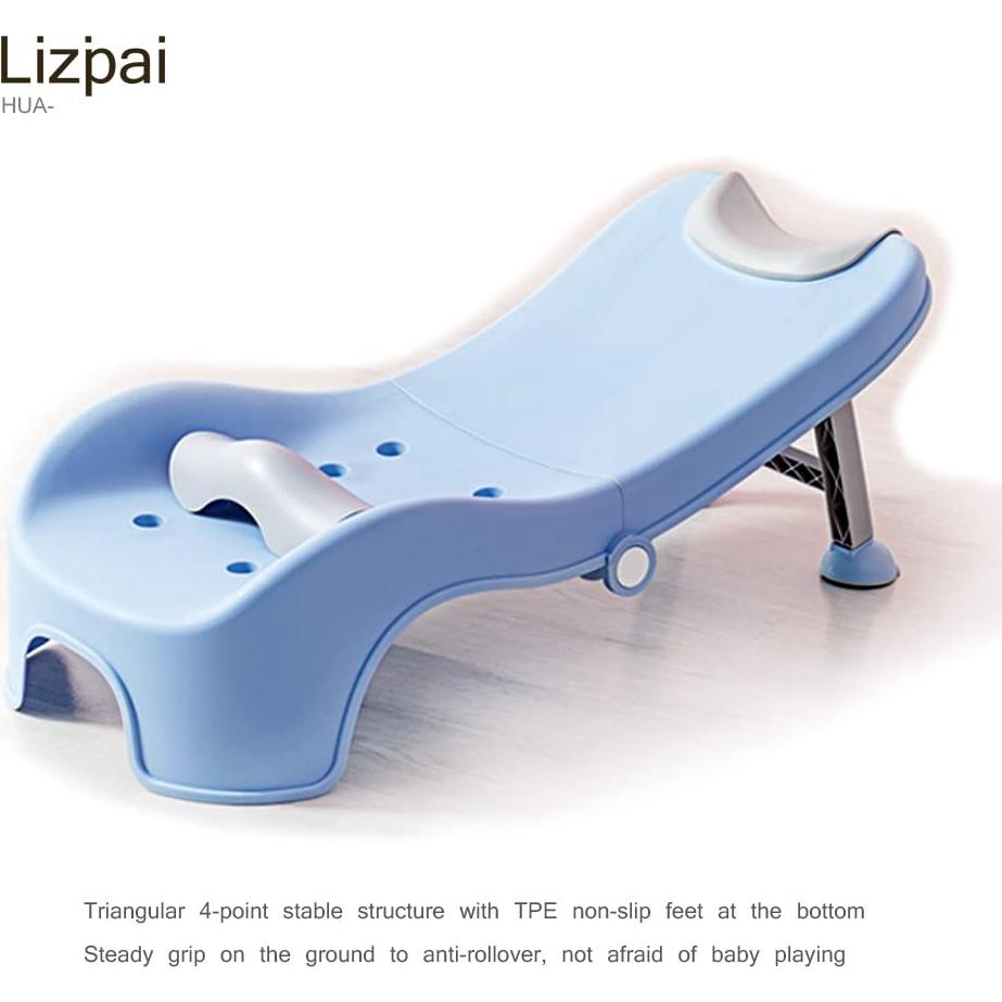 Silla de Champú Ajustable para Niños Azul y Blanco - Plegable