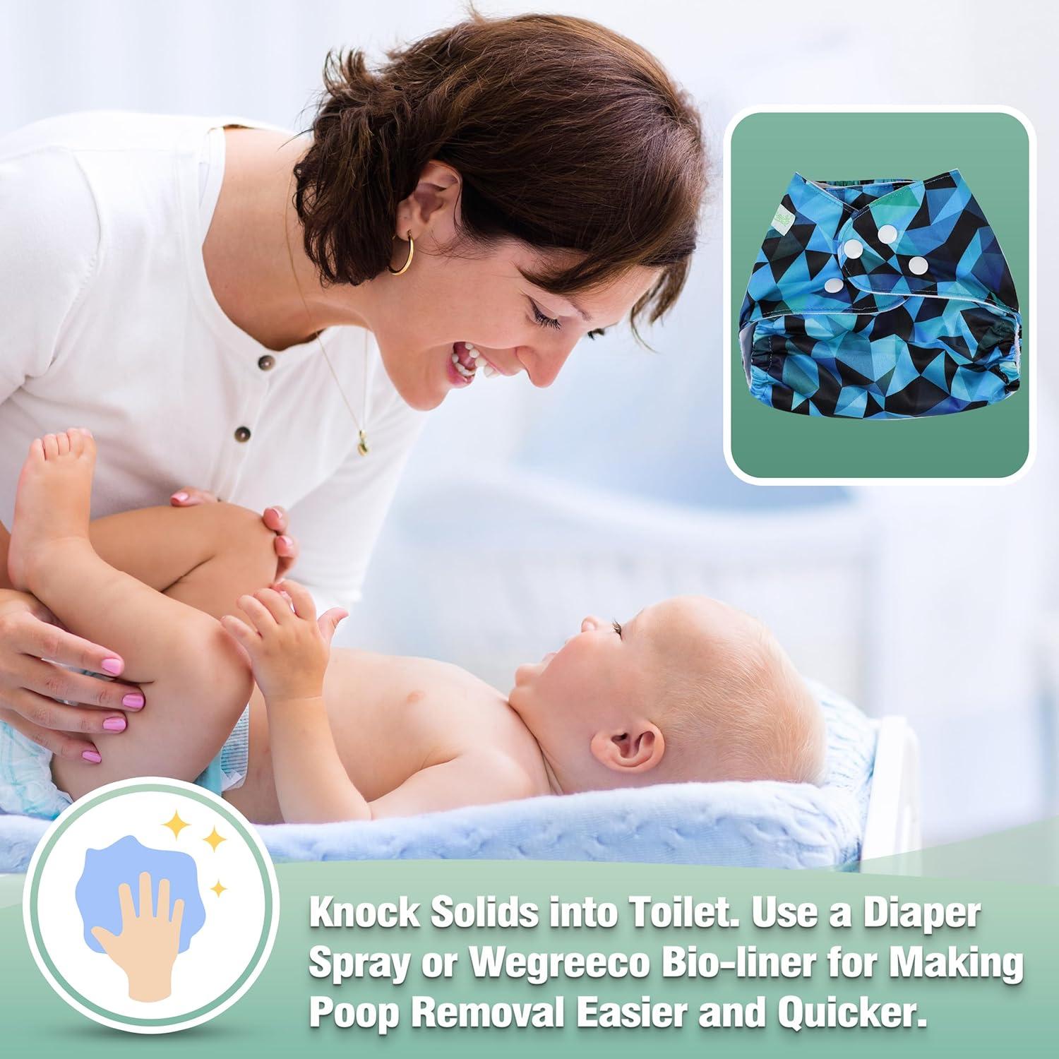 Paquete de 6 Pañales de Tela Wegreeco Ajustables Geométrico