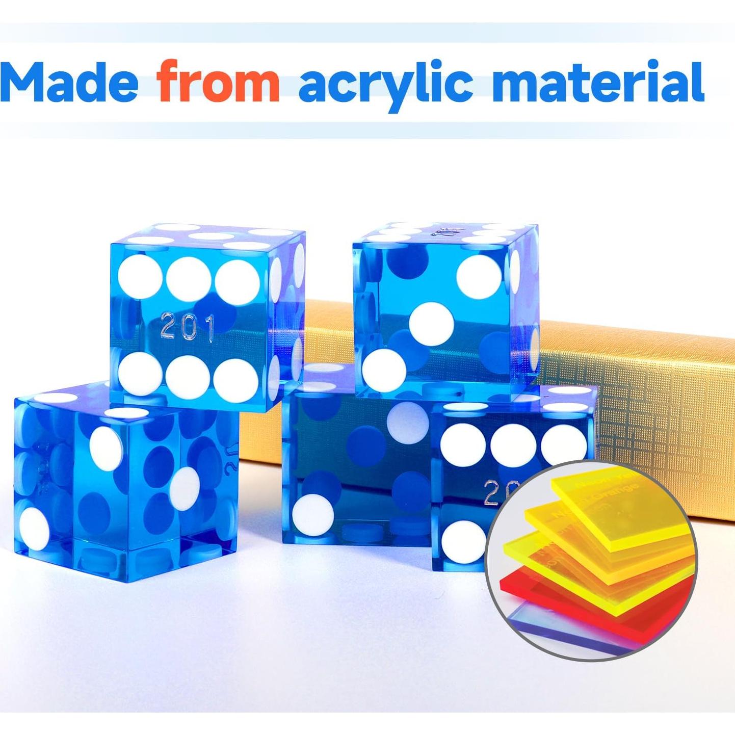 Juego de Dados de Casino GSE 19mm Set de 5 Azul