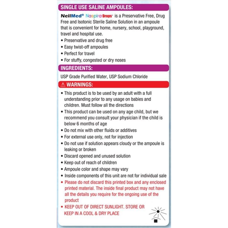 NeilMed Naspira Gotas Salinas Nasales 12 Ampollas 1 mL