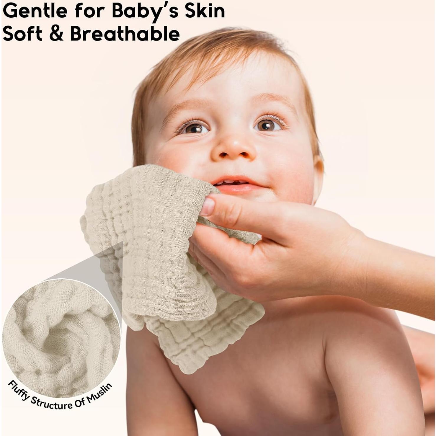 Toallitas de Muselina para Bebés Unnivoll 100% Algodón 6 Pzas
