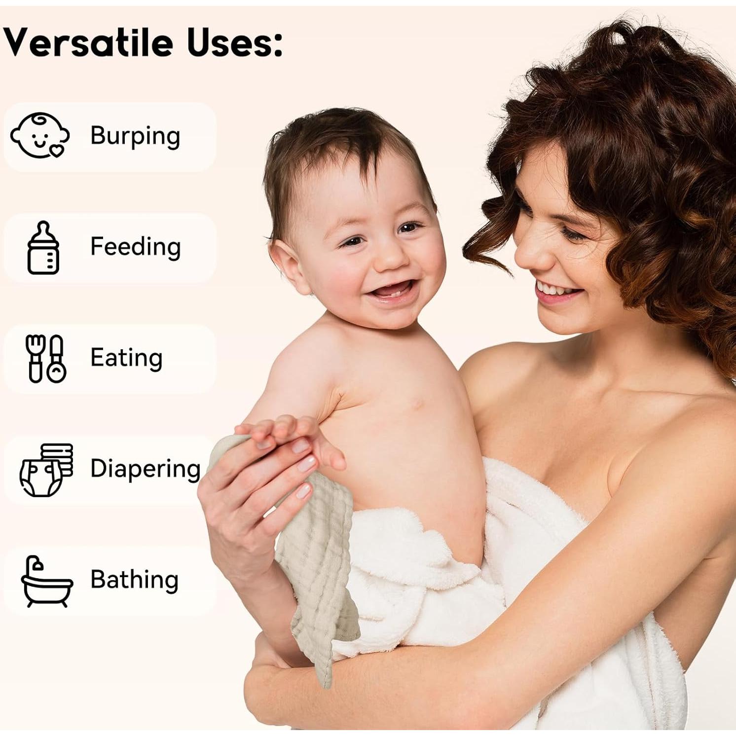 Toallitas de Muselina para Bebés Unnivoll 100% Algodón 6 Pzas