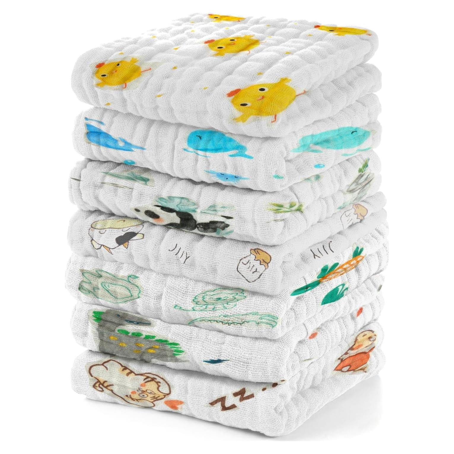 Paños de Muselina para Bebés EMSAAG - 7 Unidades 25.4x25.4 cm