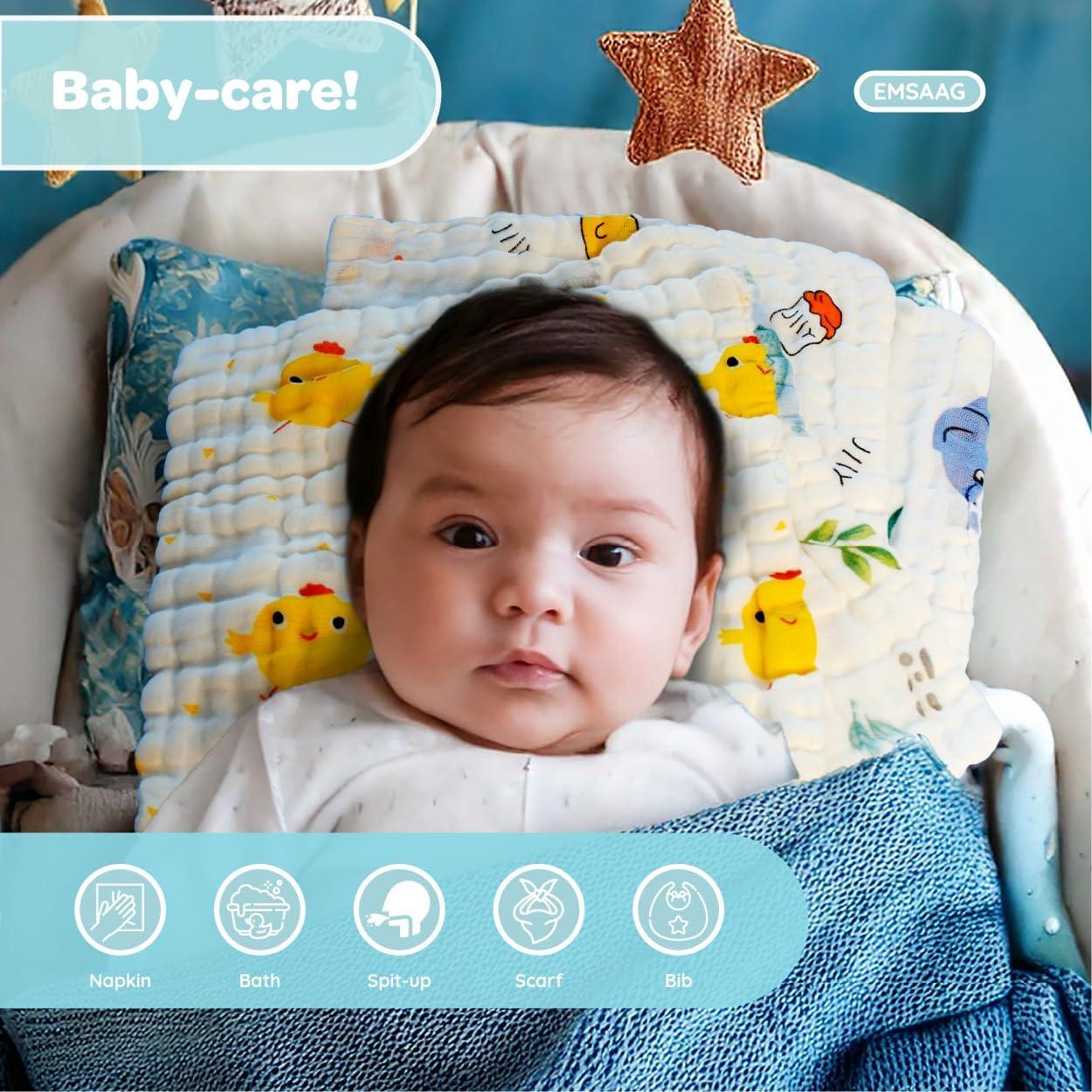 Paños de Muselina para Bebés EMSAAG - 7 Unidades 25.4x25.4 cm