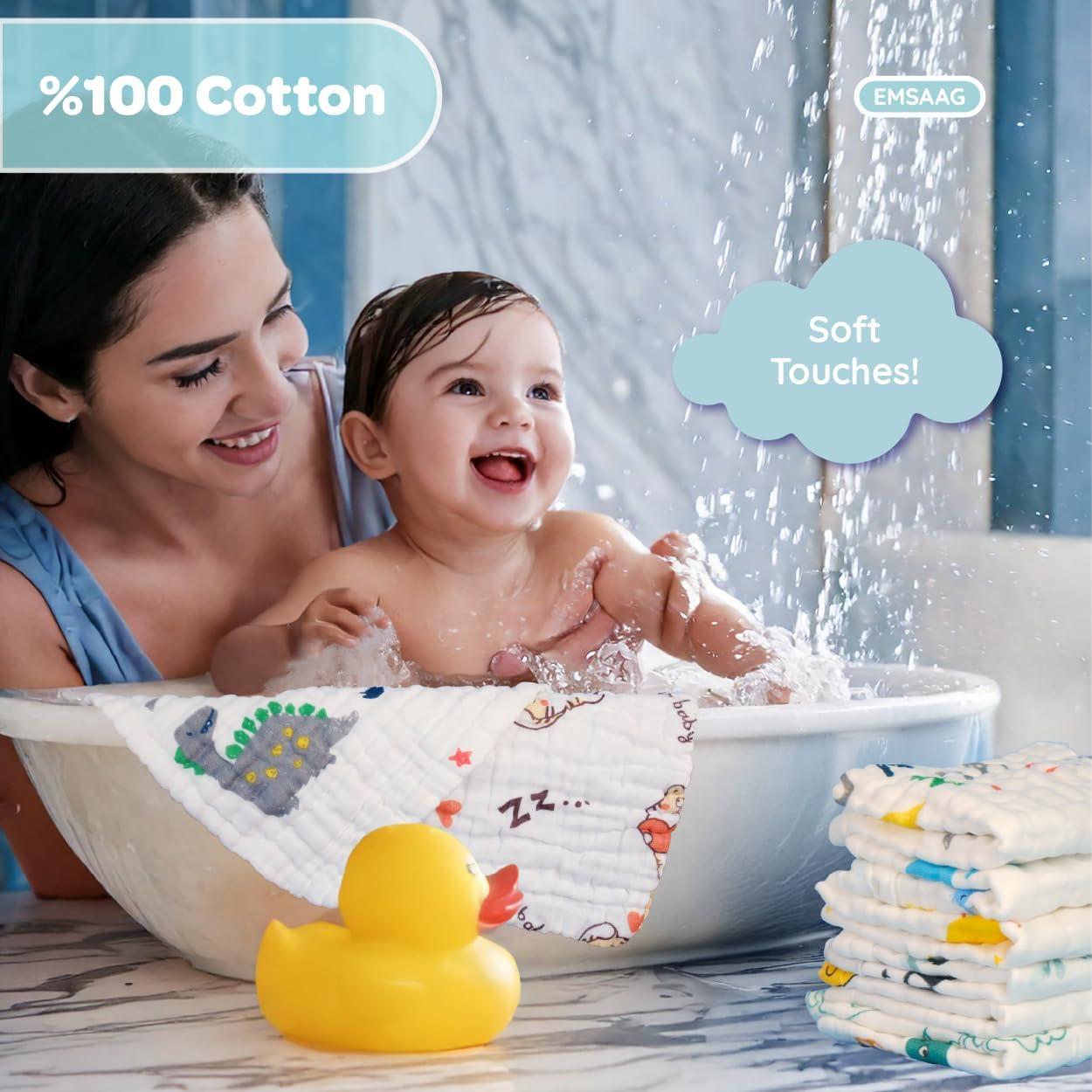 Paños de Muselina para Bebés EMSAAG - 7 Unidades 25.4x25.4 cm