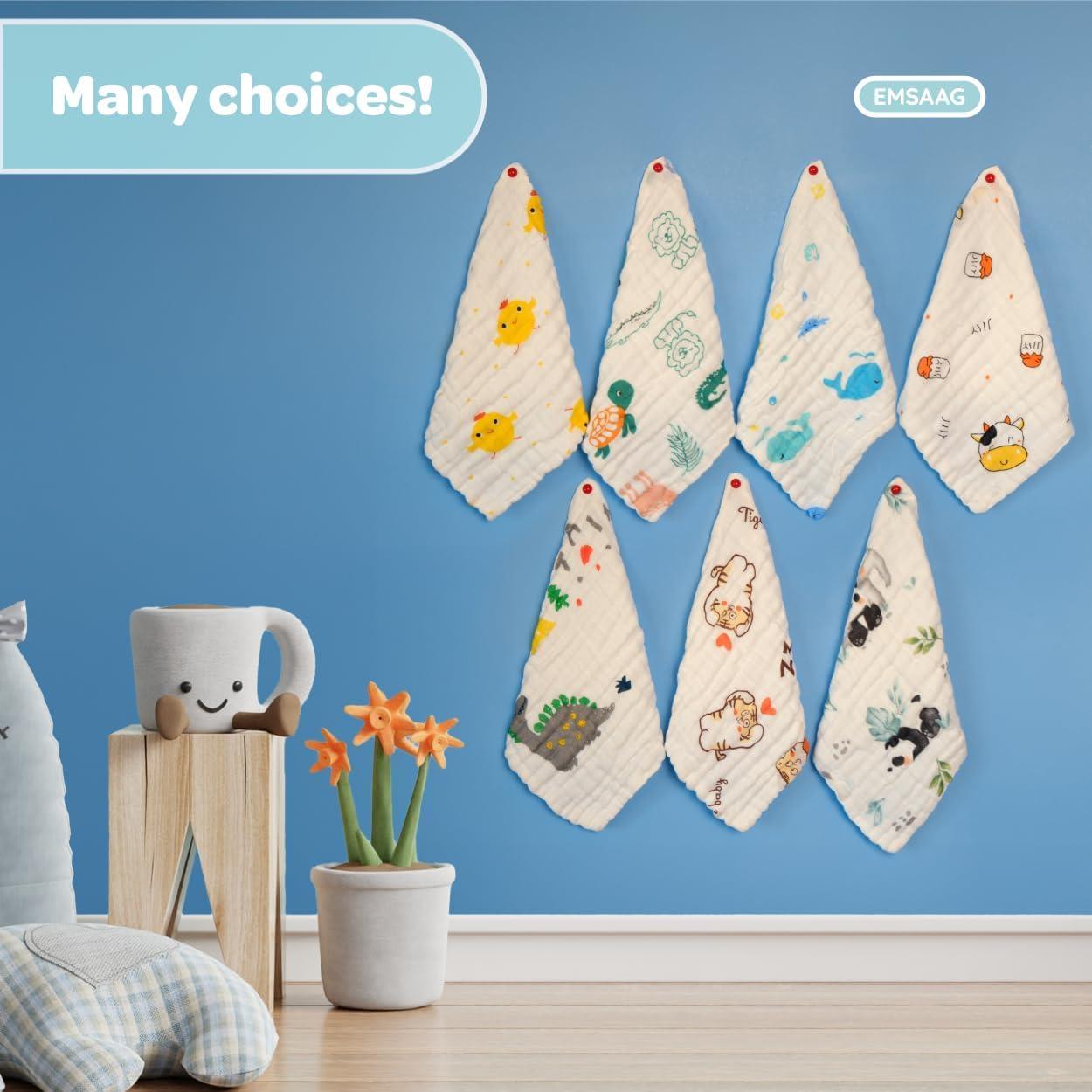 Paños de Muselina para Bebés EMSAAG - 7 Unidades 25.4x25.4 cm