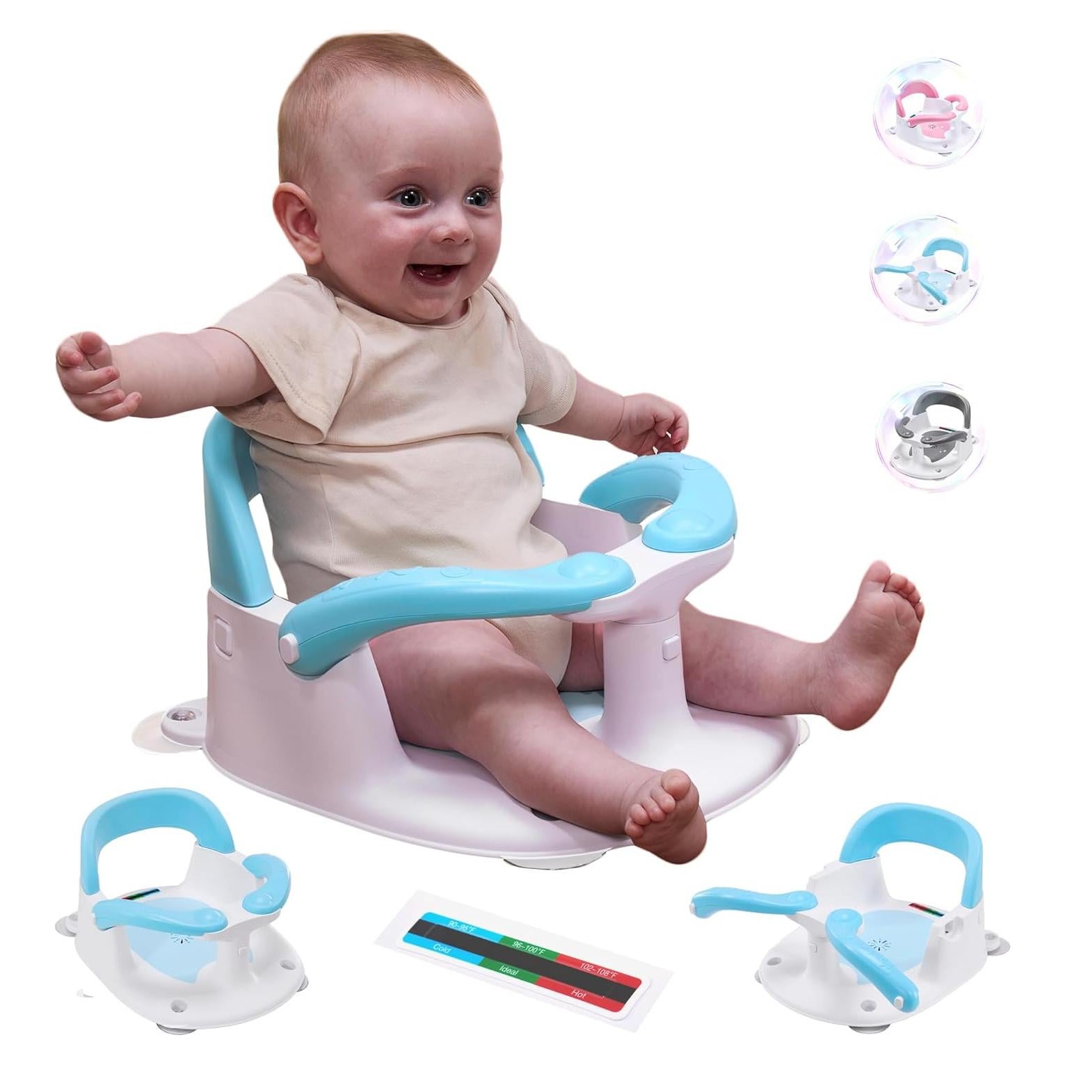 Asiento de Baño Wdbb para Bebés 6-18 Meses Azul 360° Estable
