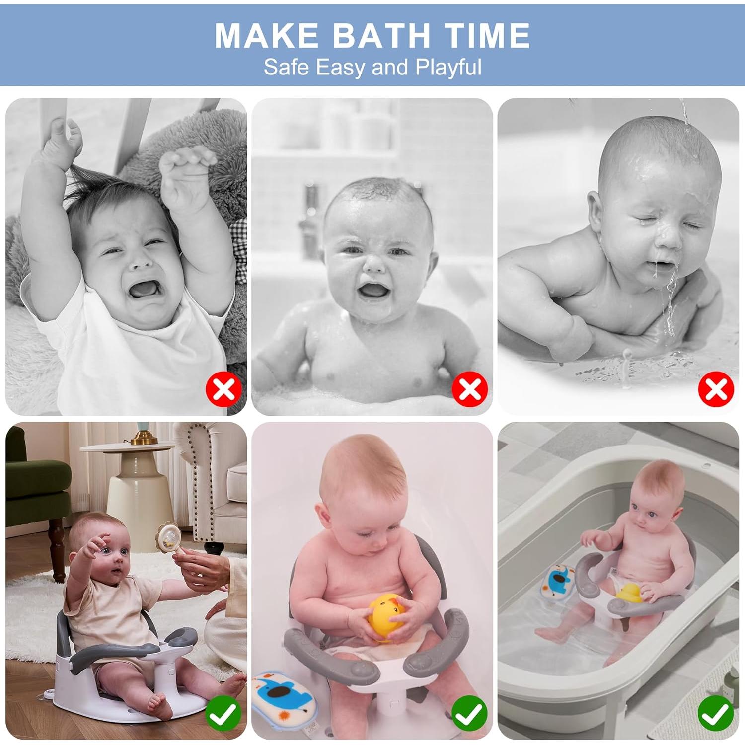 Asiento de Baño Wdbb para Bebés 6-18 Meses Azul 360° Estable