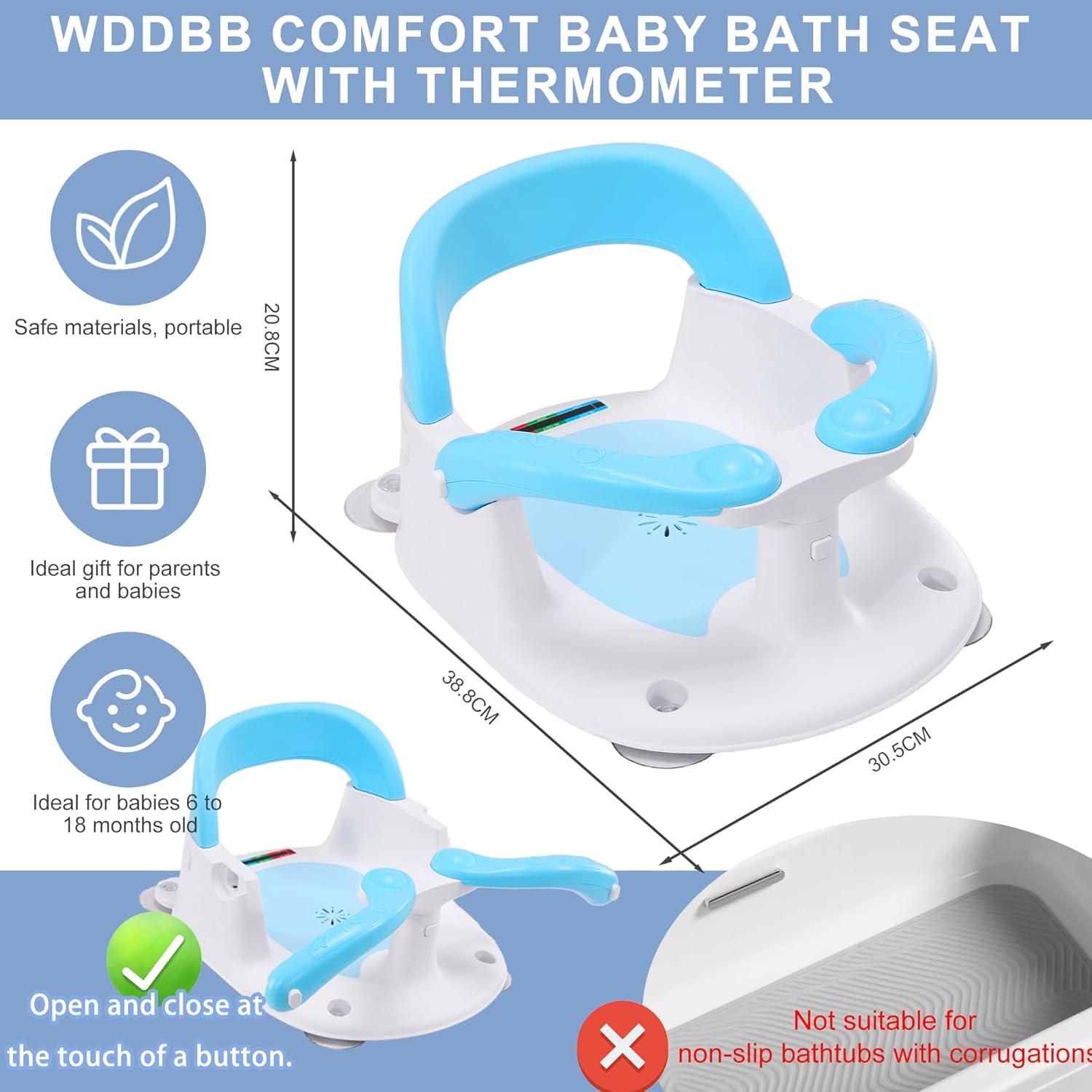Asiento de Baño Wdbb para Bebés 6-18 Meses Azul 360° Estable
