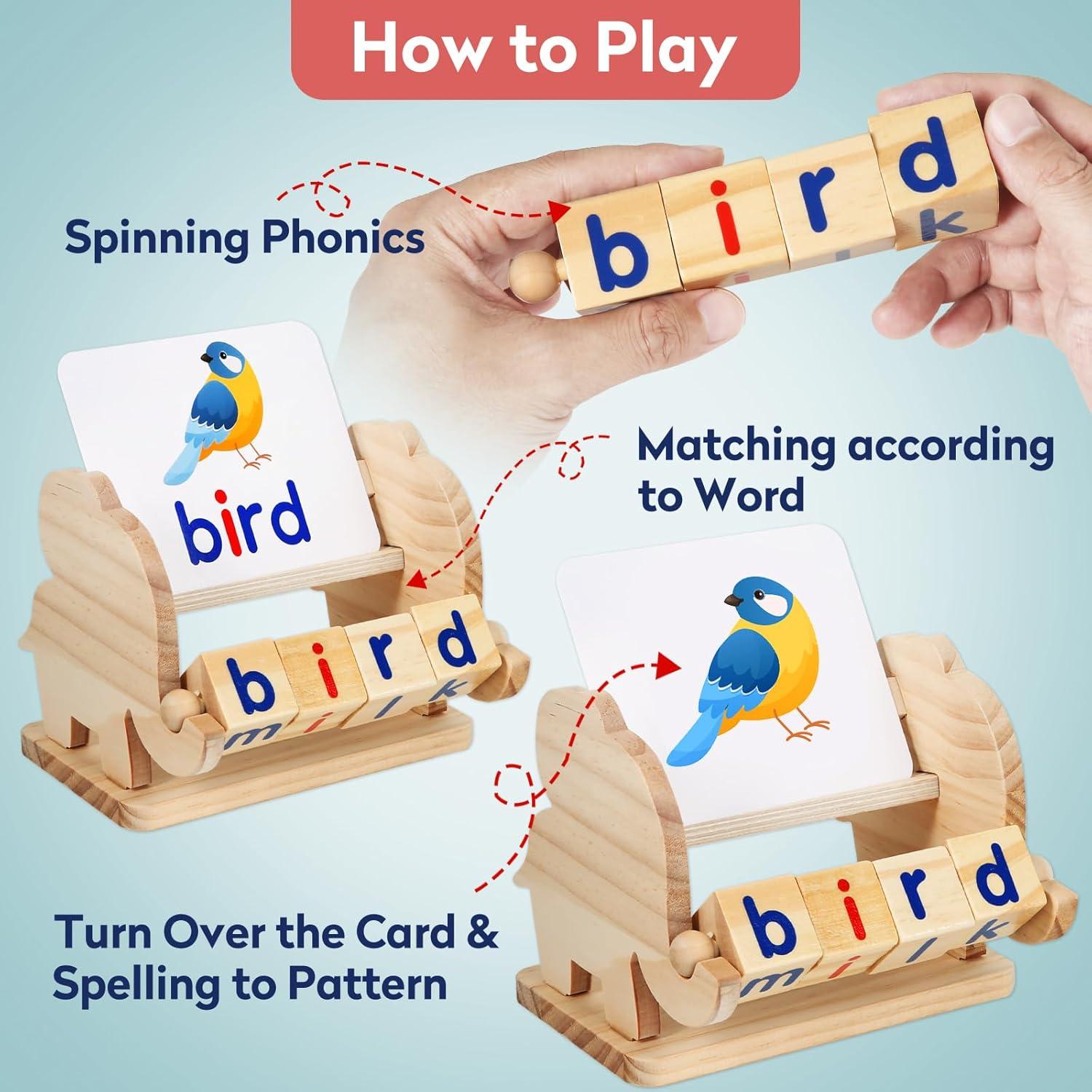 Juguetes Educativos Montessori ShyLizard - Bloques de Lectura de Madera