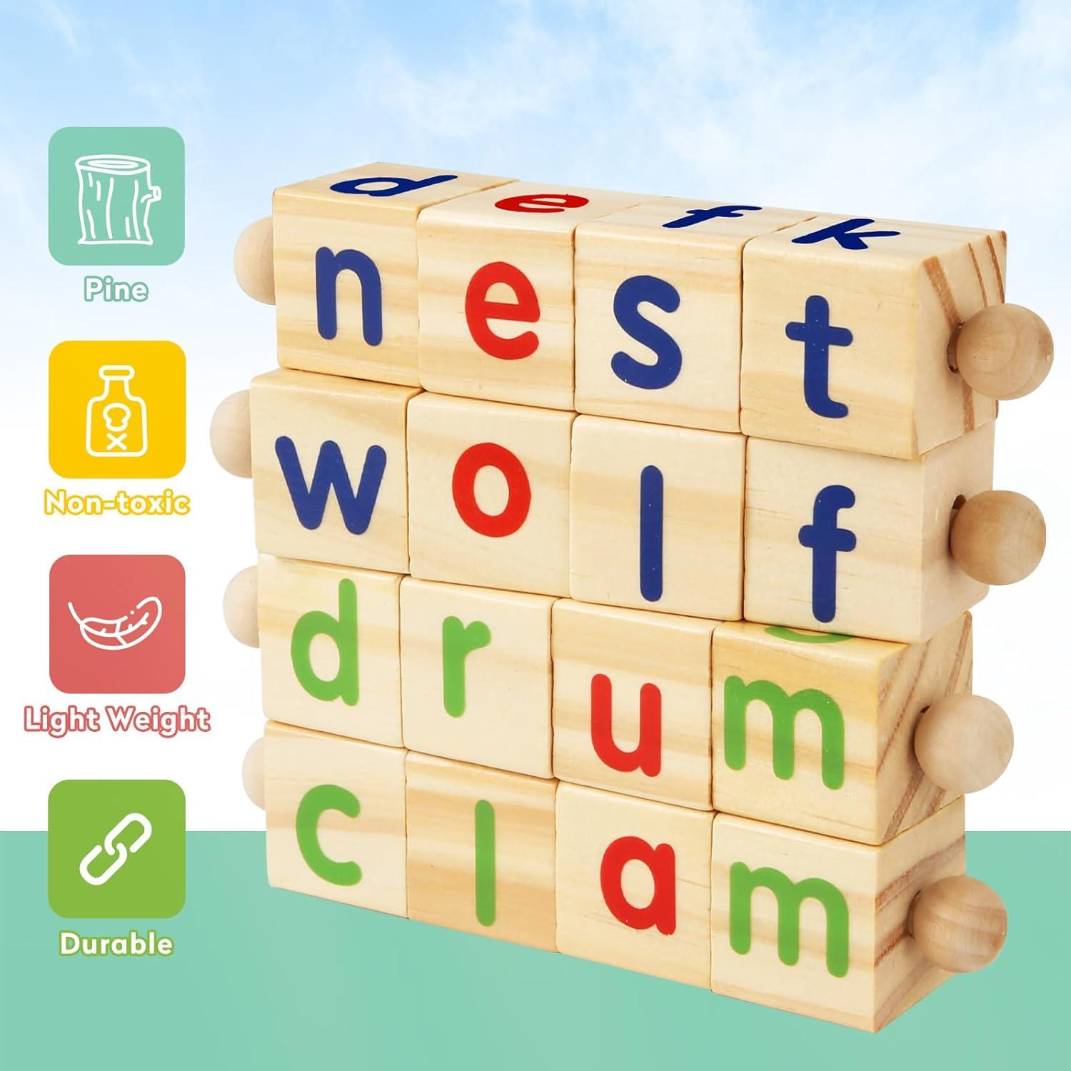 Juguetes Educativos Montessori ShyLizard - Bloques de Lectura de Madera