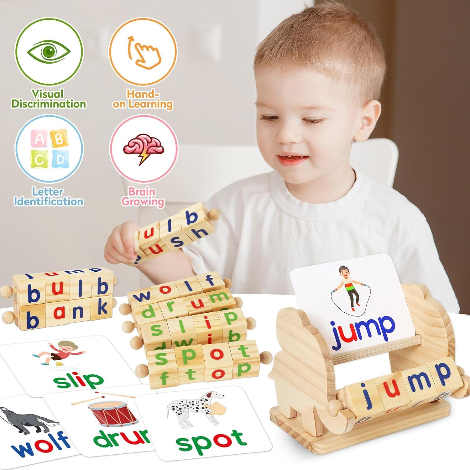 Juguetes Educativos Montessori ShyLizard - Bloques de Lectura de Madera