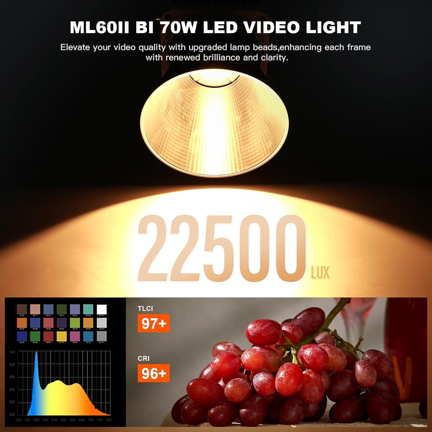 Luz LED Bi-Color Godox ML60IIBi 70W 2800-5600K Portátil