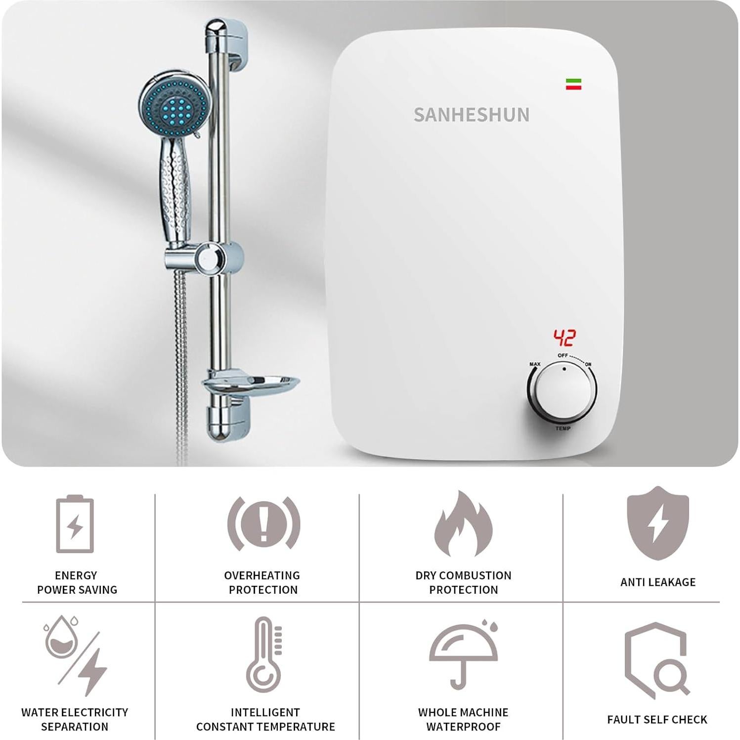 Calentador de Agua Eléctrico Sin Tanque Sanheshun 13KW 240V