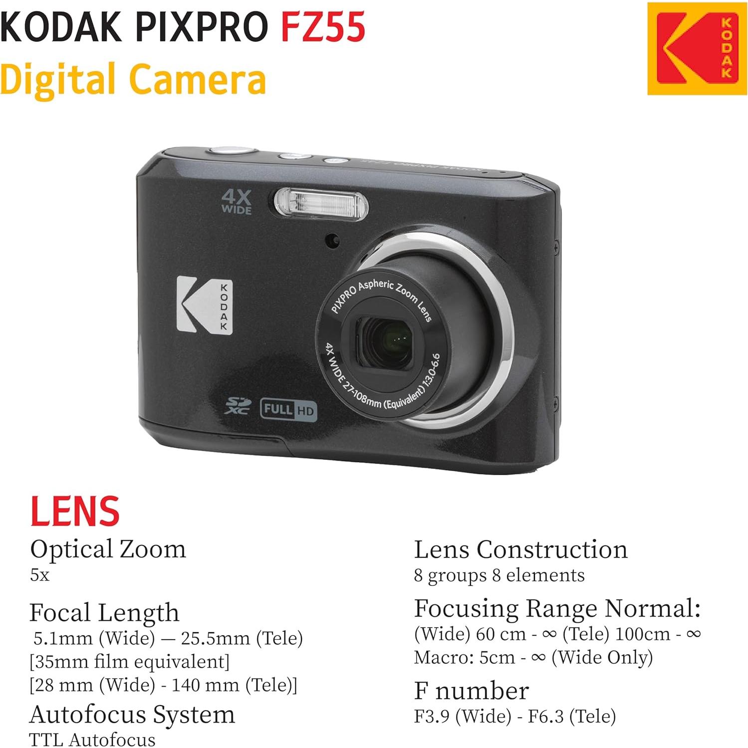 Cámara Digital Kodak PIXPRO FZ55 16MP 5x Zoom 28mm Full HD