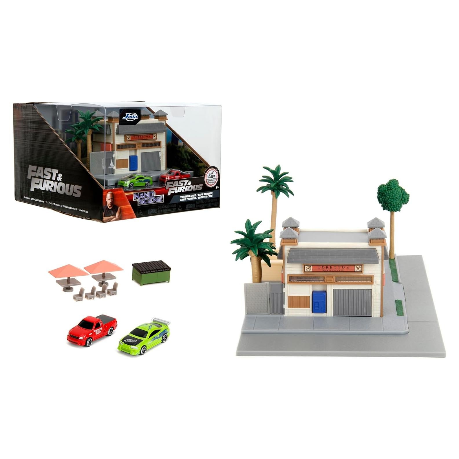 Mercado y Café de Toretto Jada Toys con 2 Coches de Metal 20.3x17.8 cm