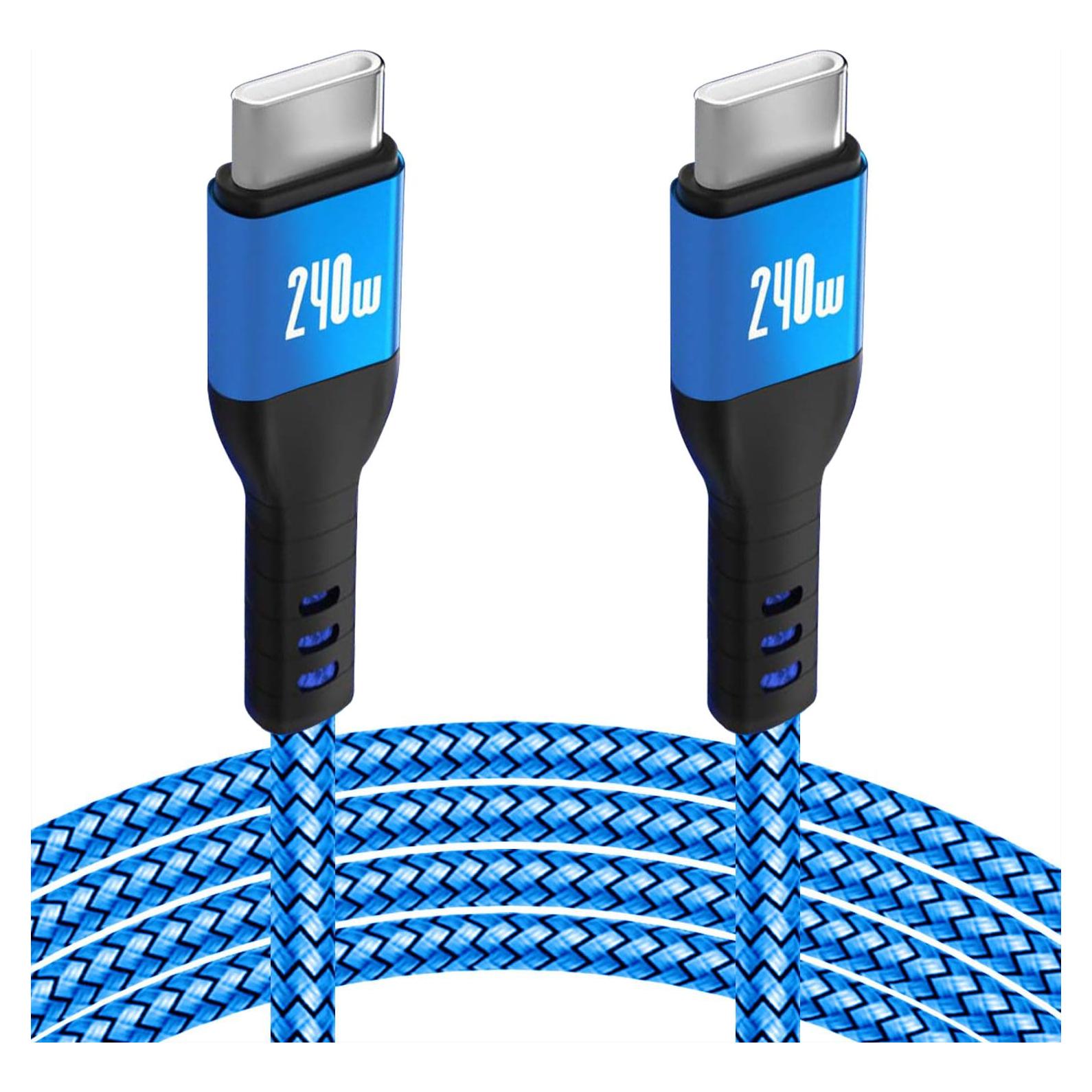 Cable USB C a USB C 240W 3.05m Azul - Carga Rápida Zusnxaxe