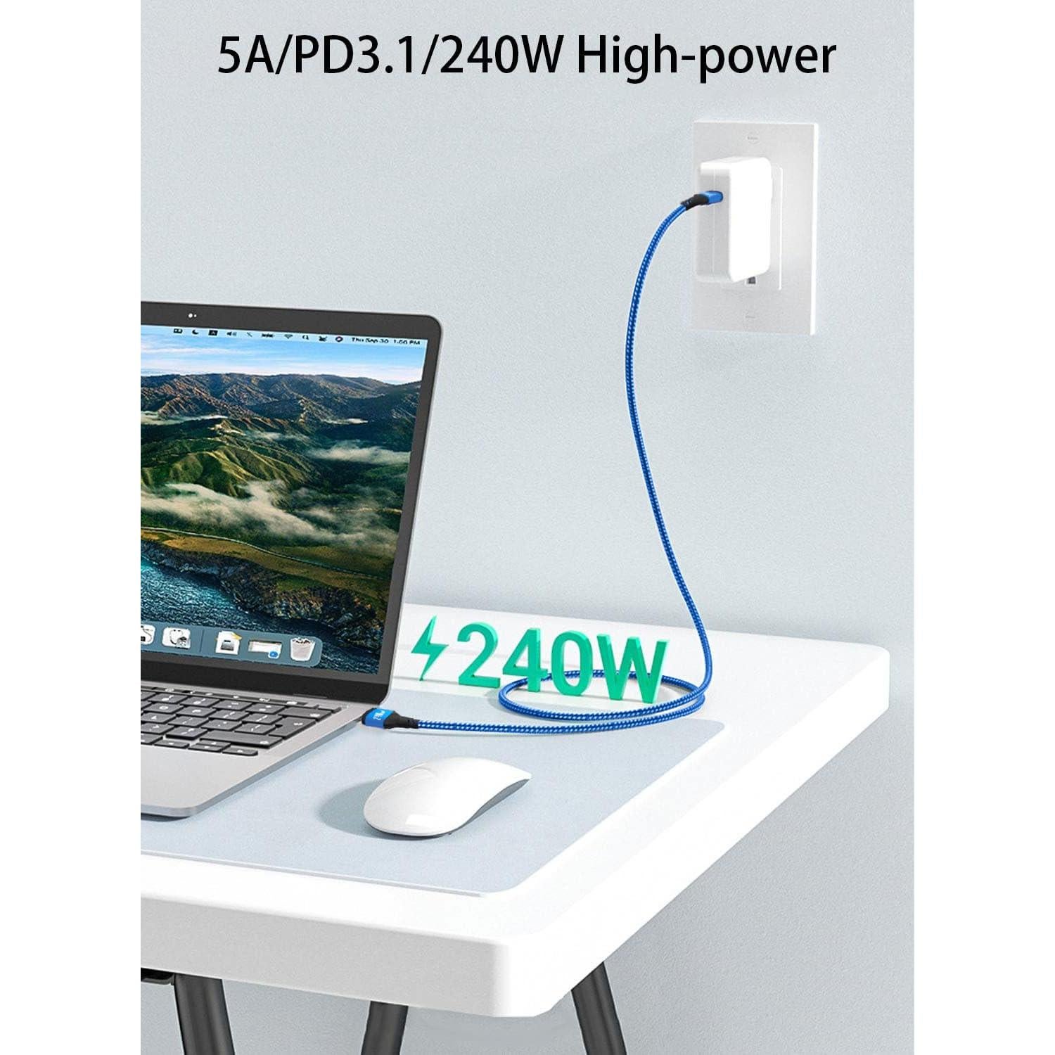 Cable USB C a USB C 240W 3.05m Azul - Carga Rápida Zusnxaxe