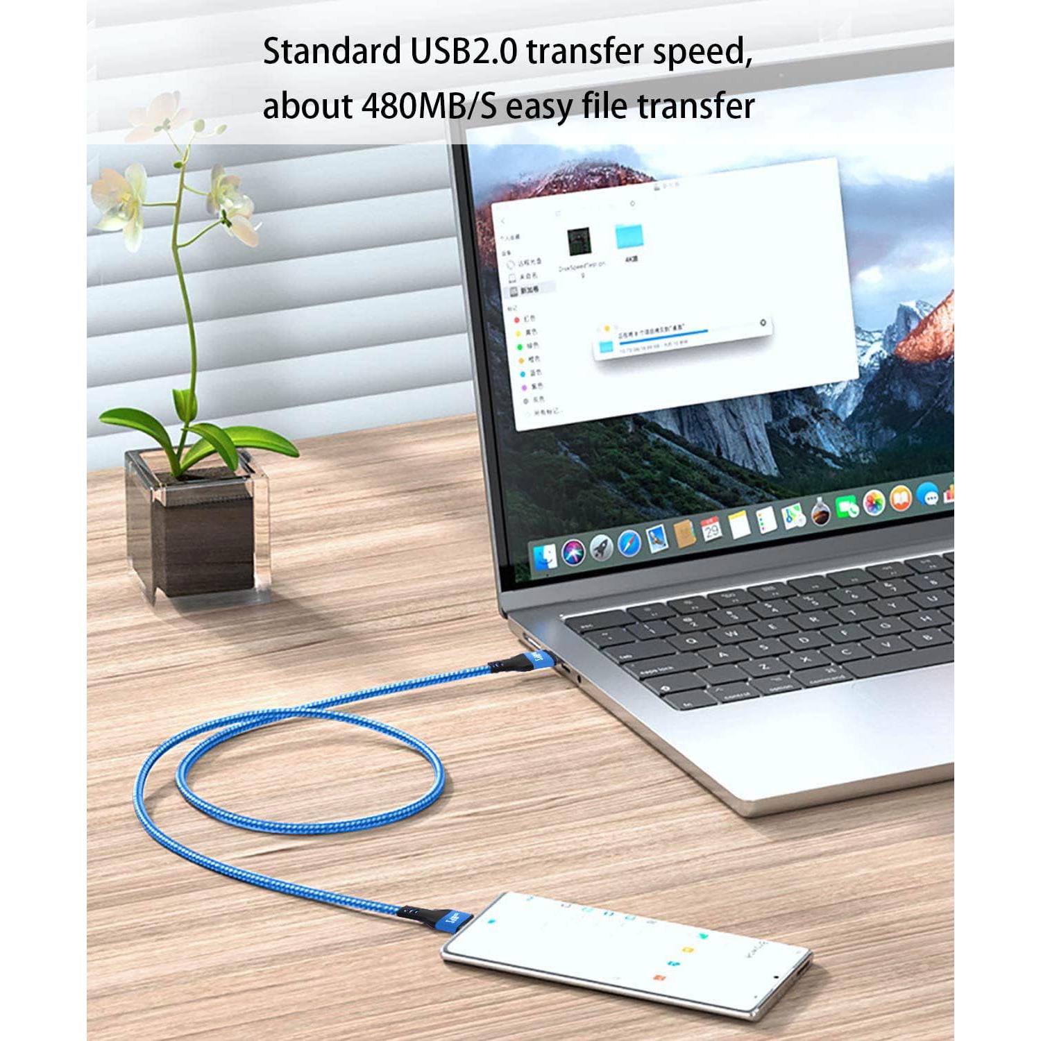 Cable USB C a USB C 240W 3.05m Azul - Carga Rápida Zusnxaxe