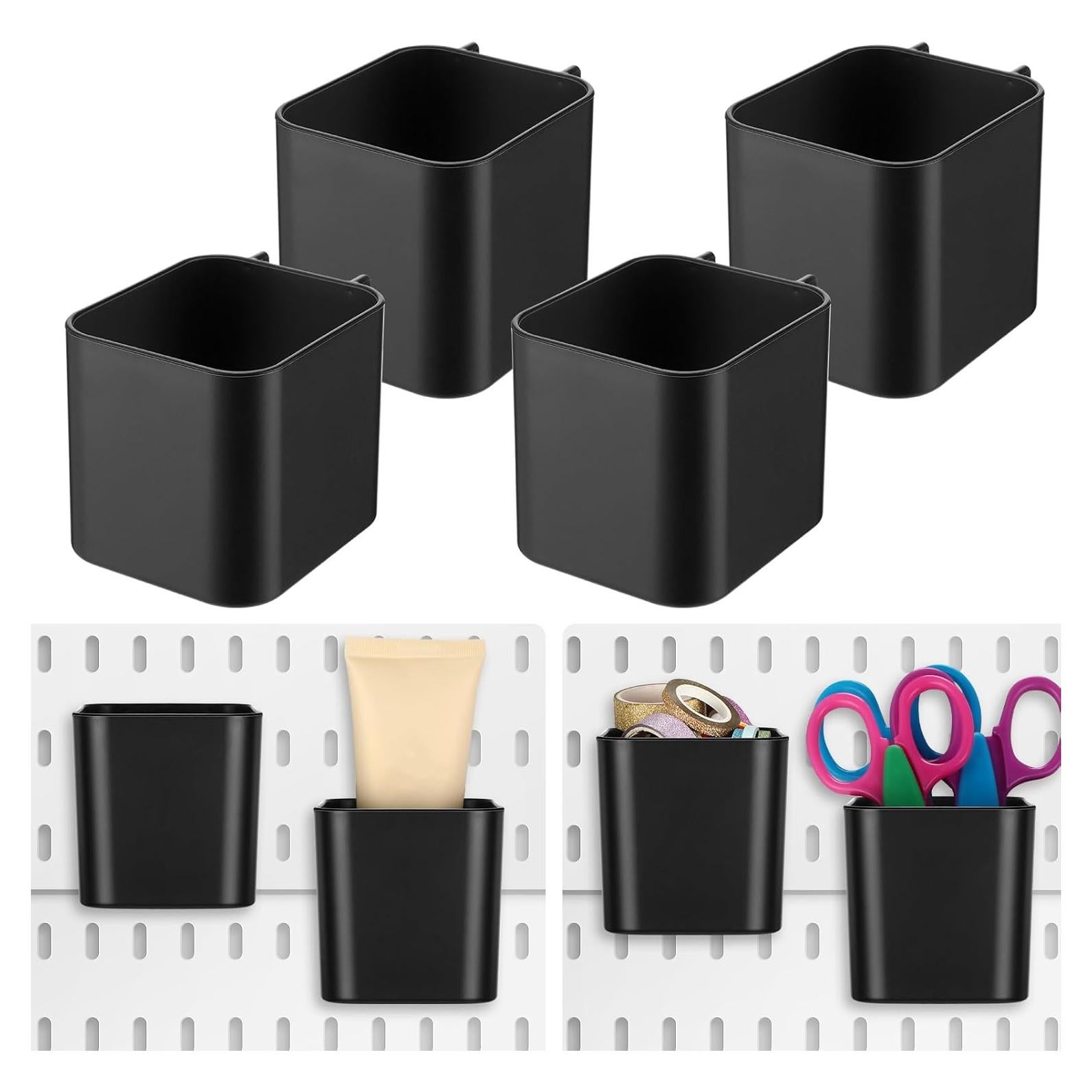 Tanlade 4 Tazas Organizadoras para Tablero Perforado - Negro