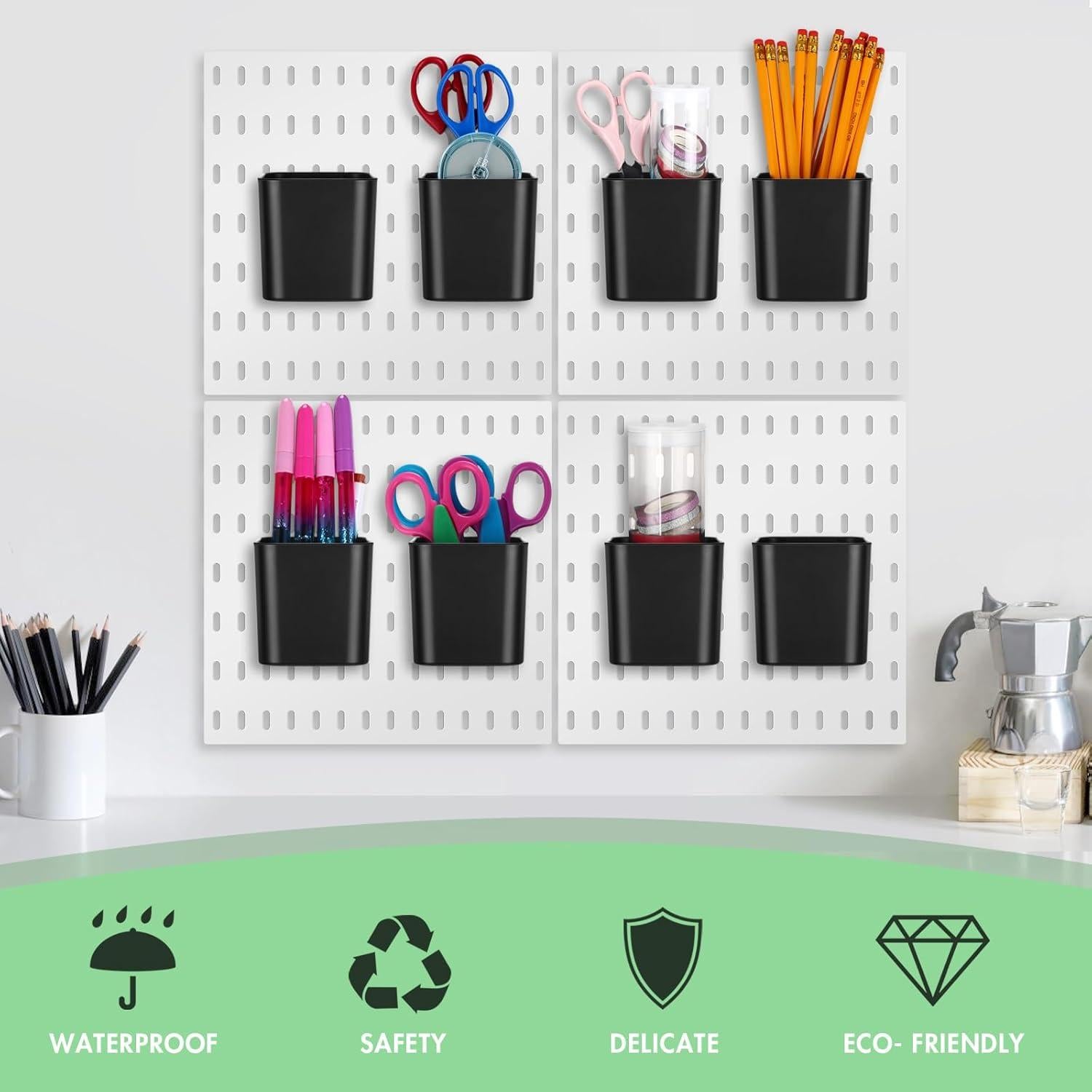 Tanlade 4 Tazas Organizadoras para Tablero Perforado - Negro