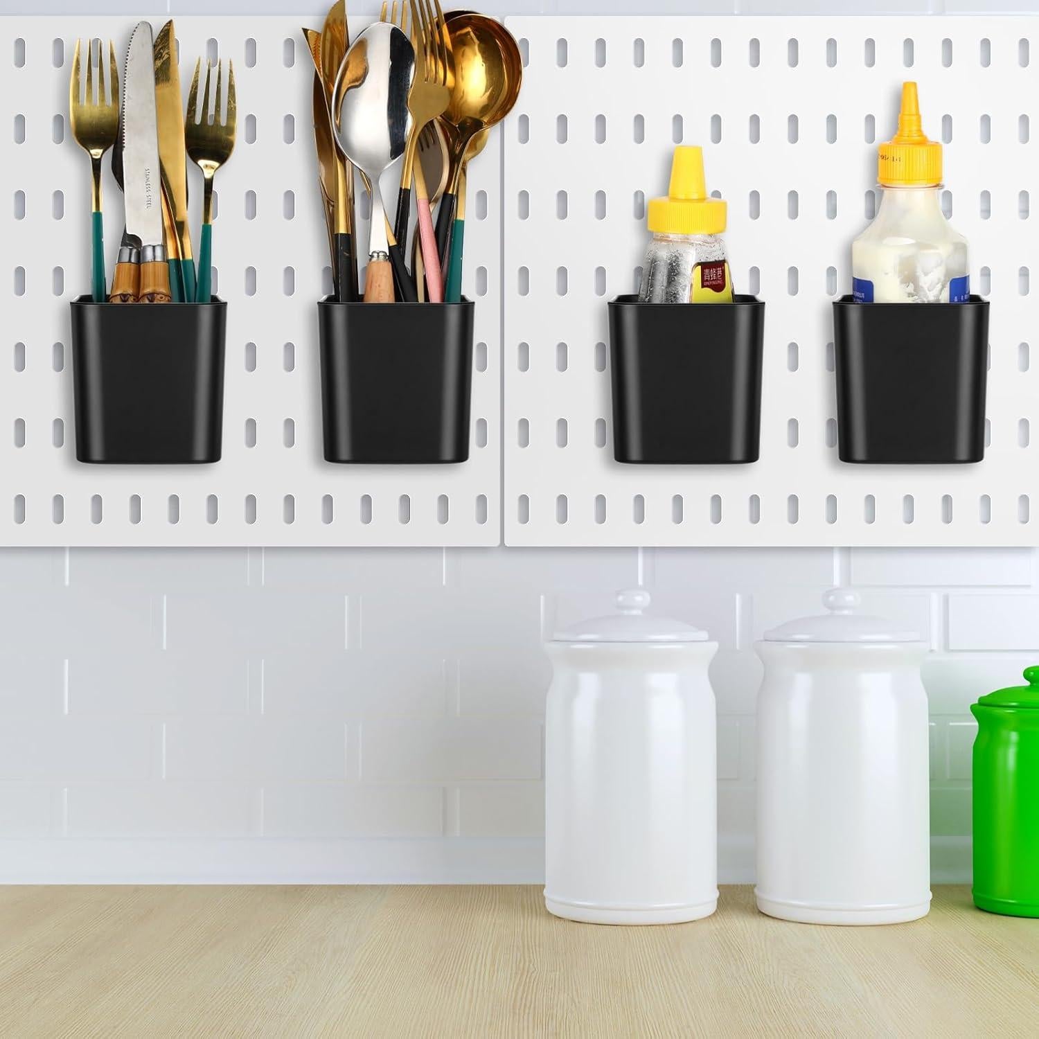 Tanlade 4 Tazas Organizadoras para Tablero Perforado - Negro