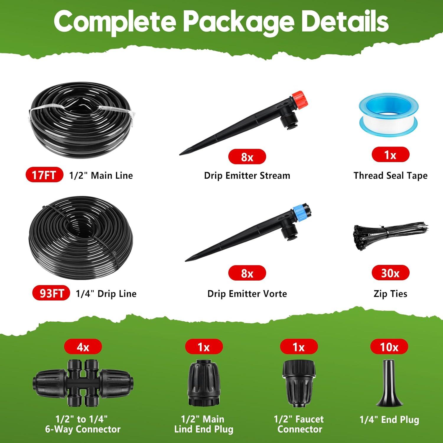 Sistema de Riego por Goteo PUUKU 110FT Automático Jardín