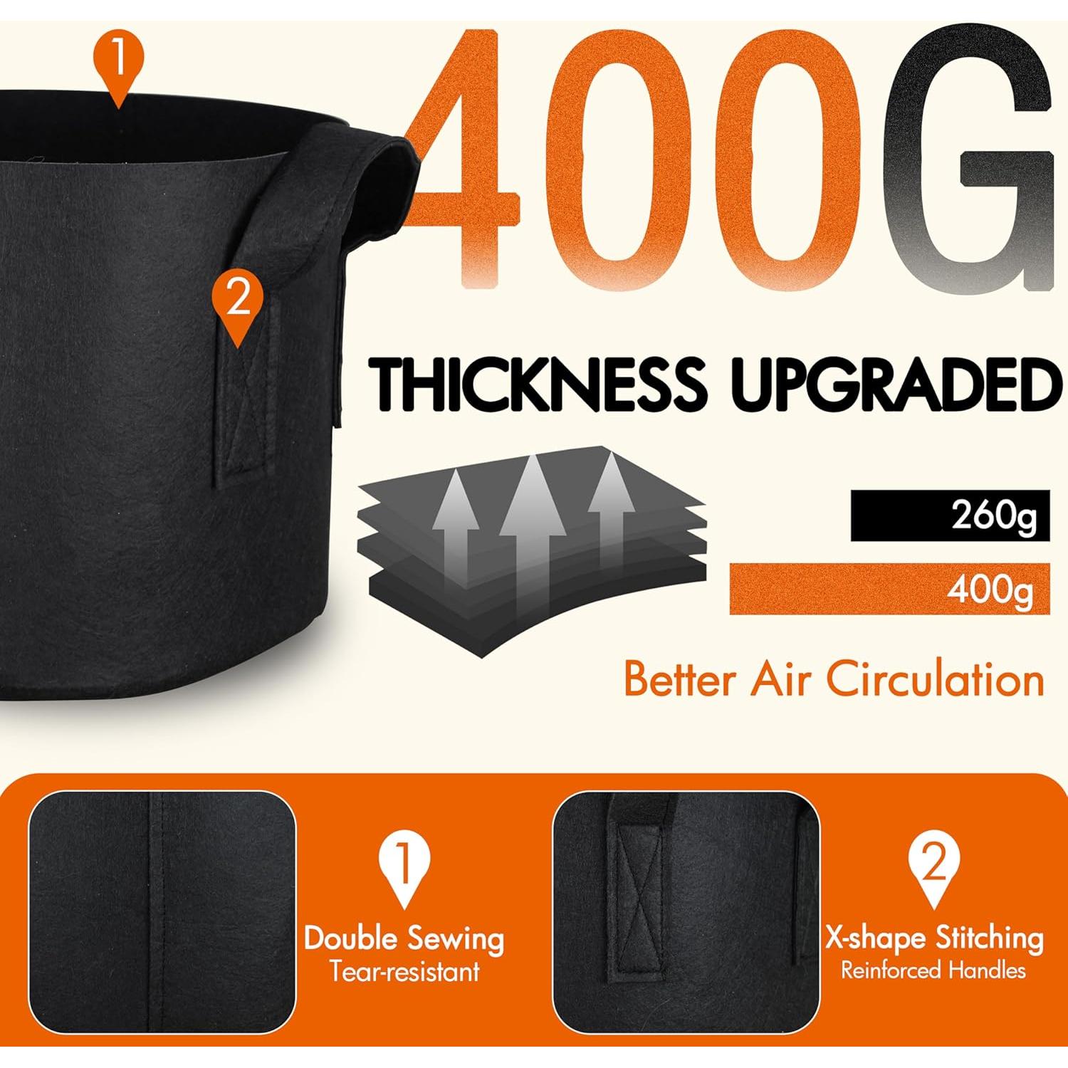 Bolsas de Cultivo Gardzen 40 Galones 2-Pack Tela Aireación