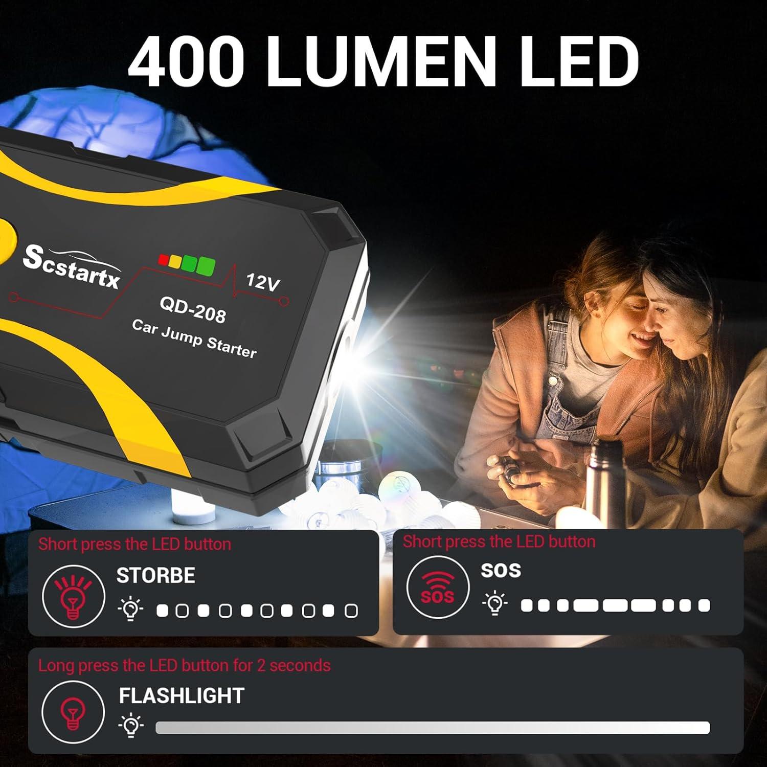 Arrancador de Batería Scstartx QD-208 3000A 12V Portátil