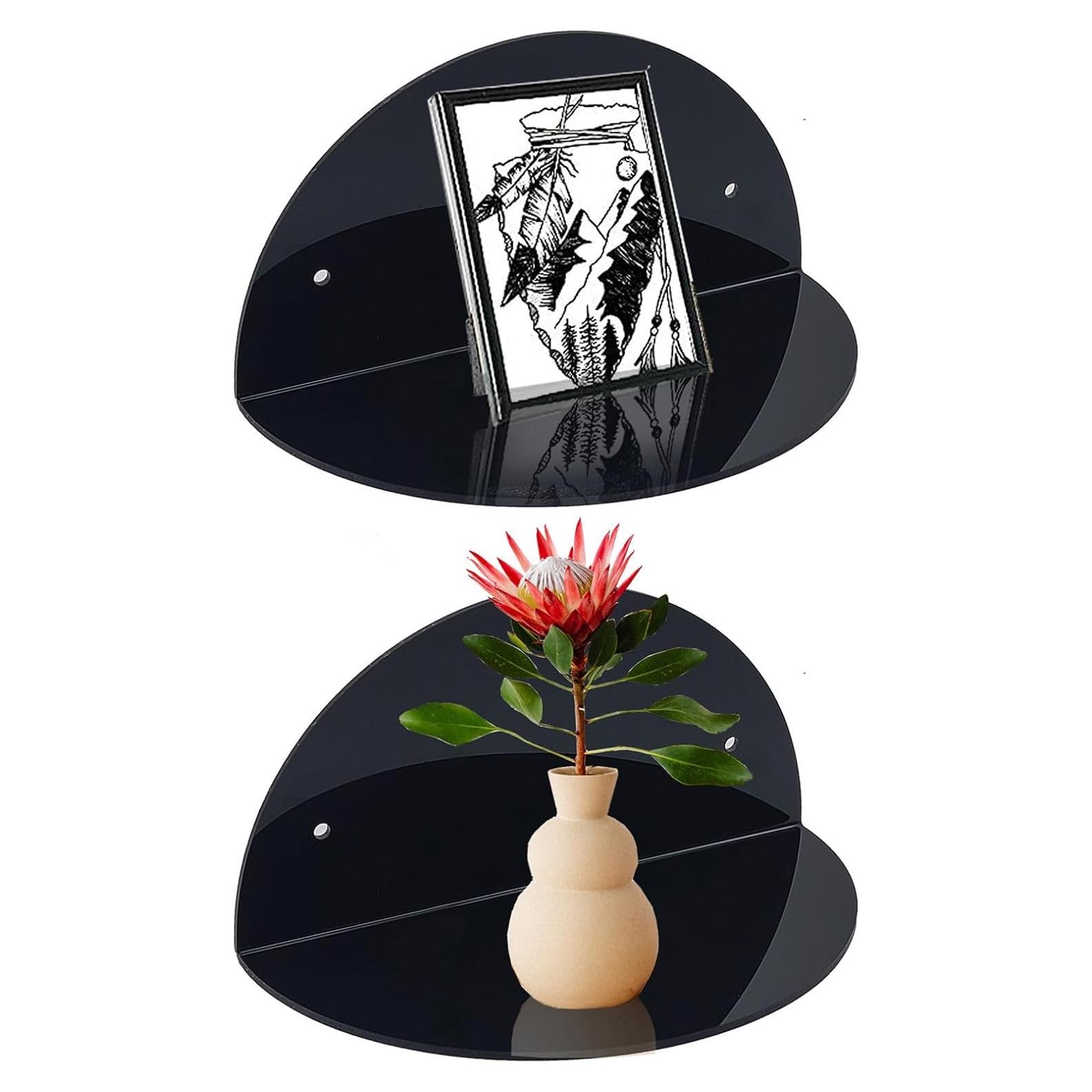 Estantes Flotantes Acrílicos ROYALITA - Paquete de 2, Negro