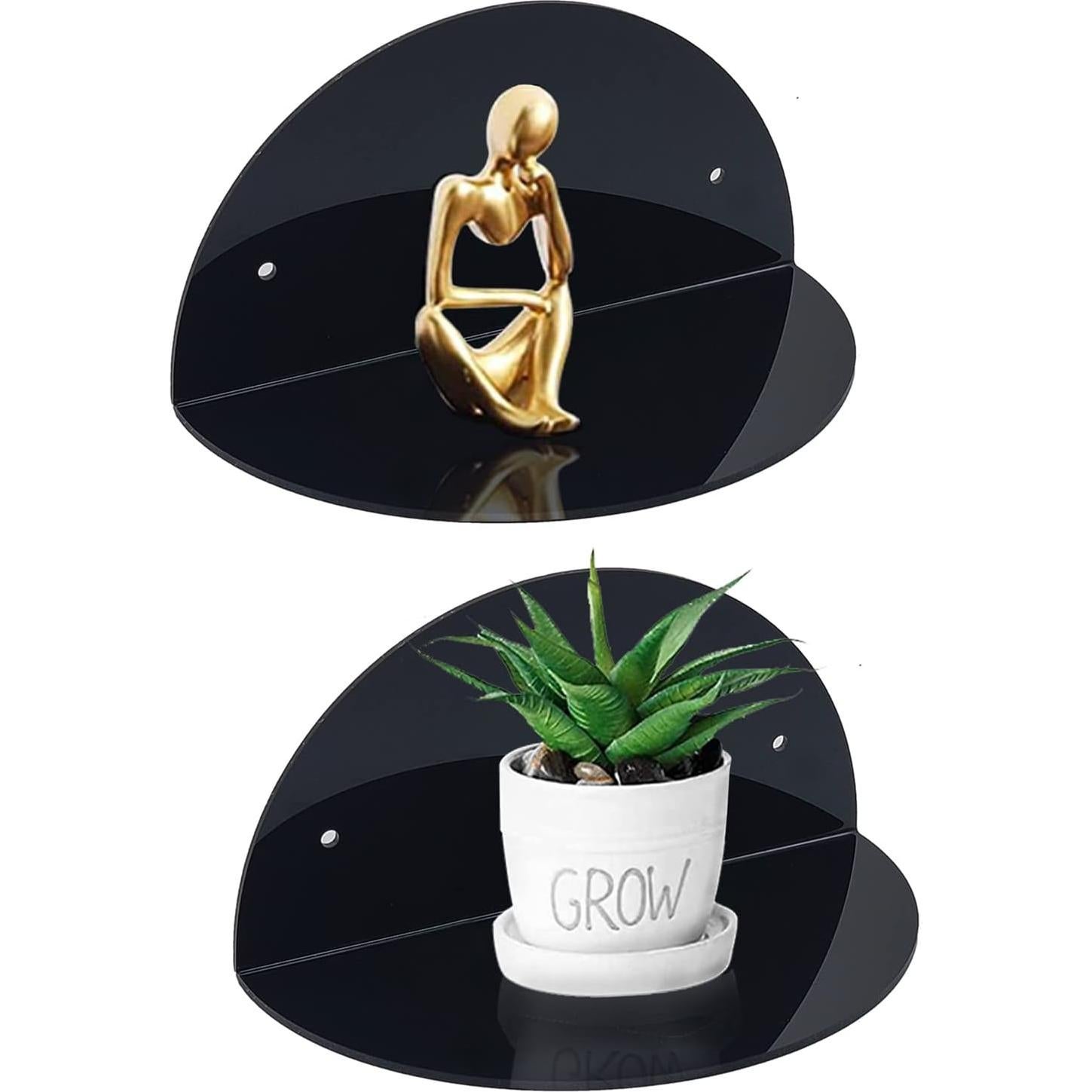 Estantes Flotantes Acrílicos ROYALITA - Paquete de 2, Negro