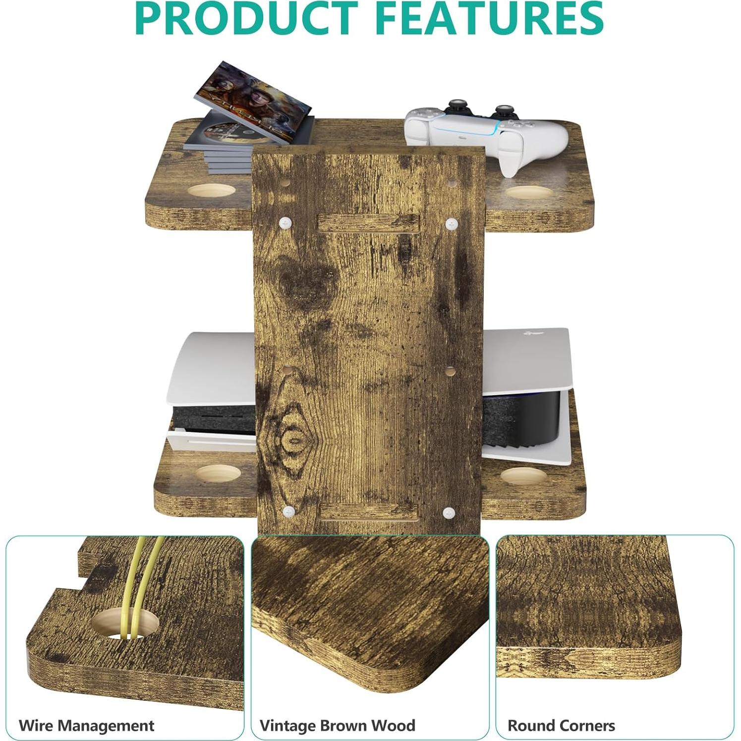 Estante de TV flotante WALI CS202NC, 2 estantes madera 10 kg