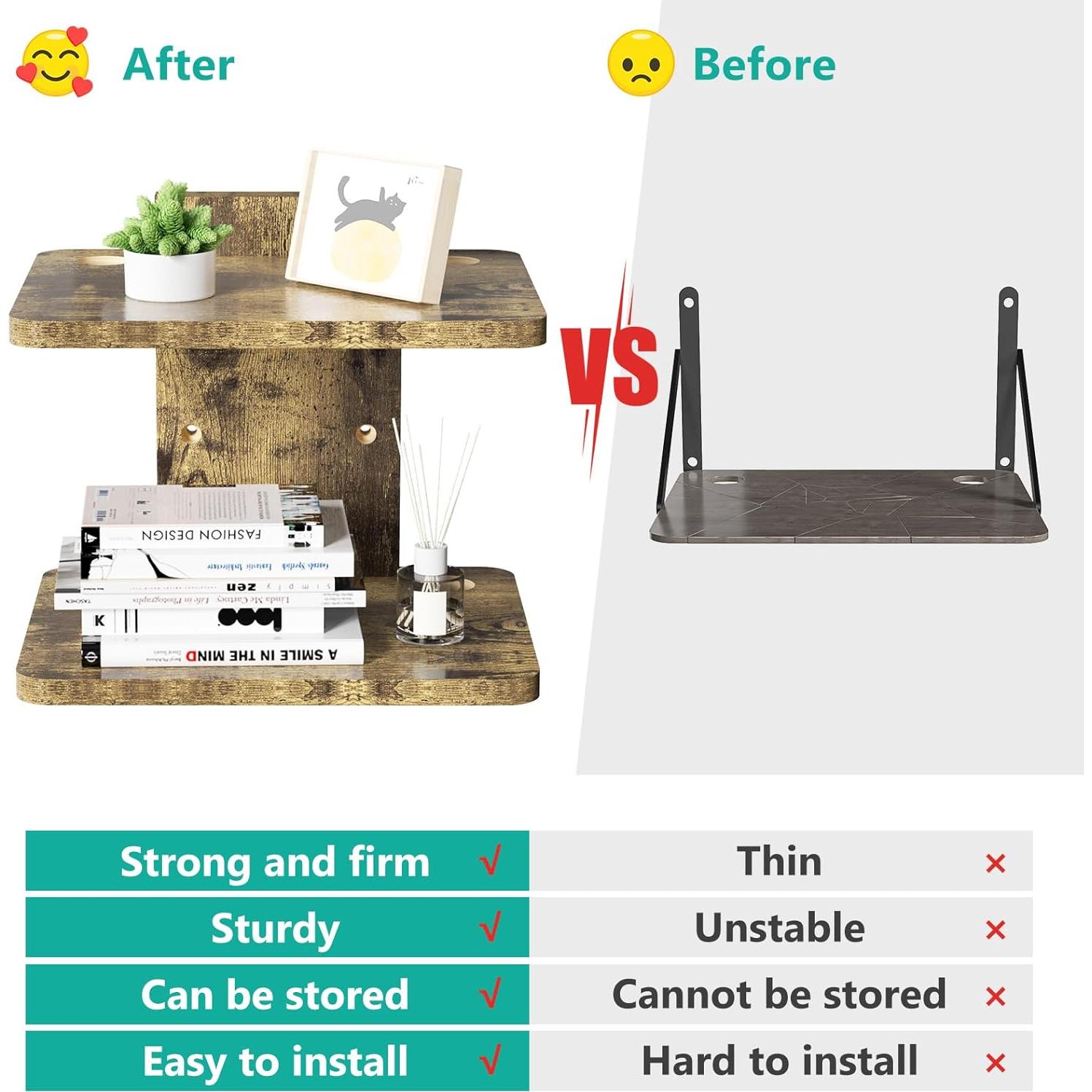 Estante de TV flotante WALI CS202NC, 2 estantes madera 10 kg