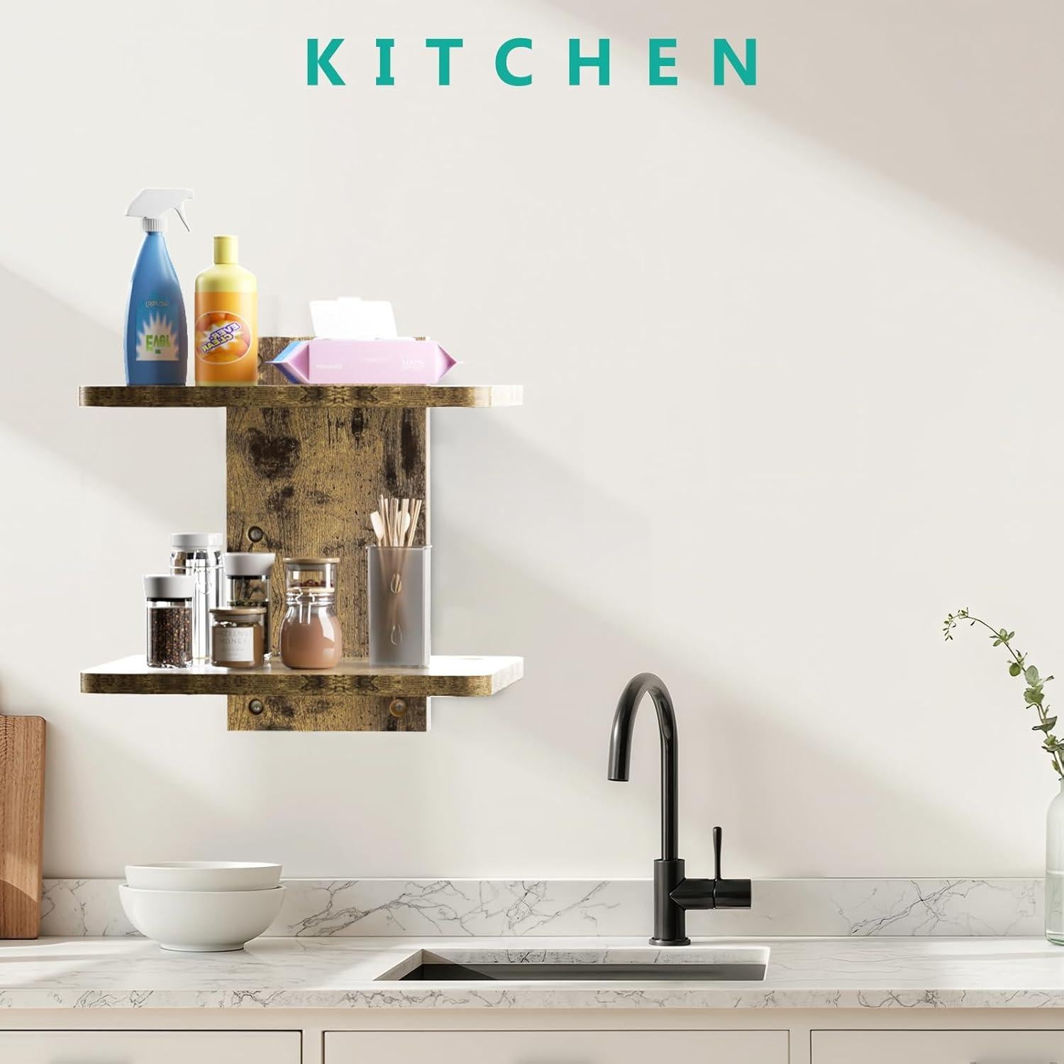 Estante de TV flotante WALI CS202NC, 2 estantes madera 10 kg