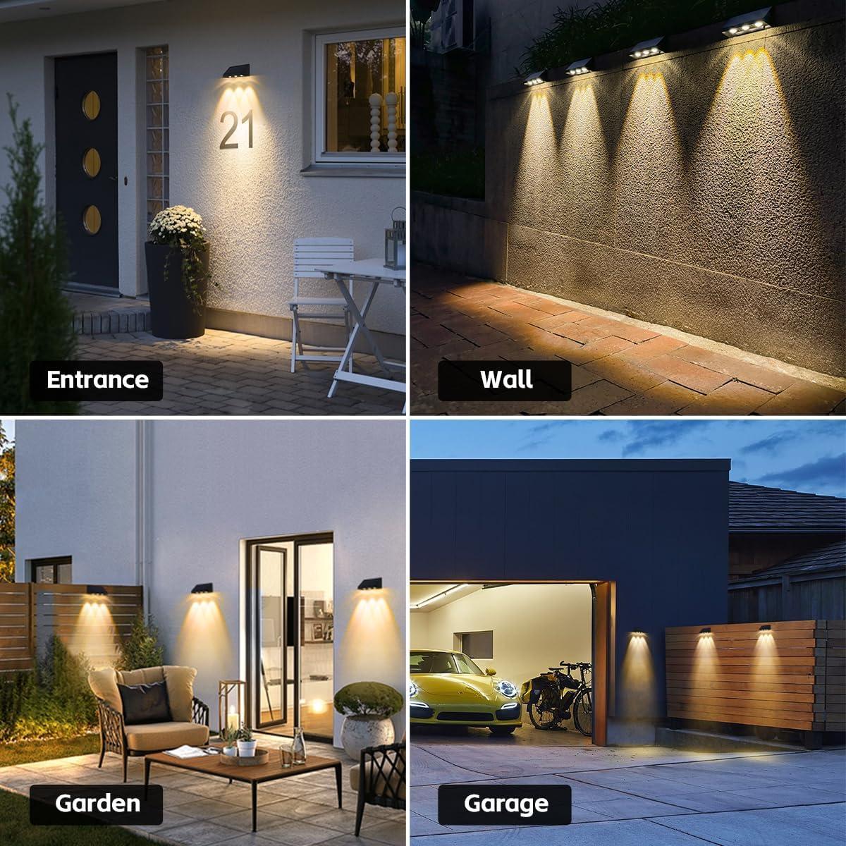 Luces de Pared Solares XmnSoly LED 3 Lentes Impermeables